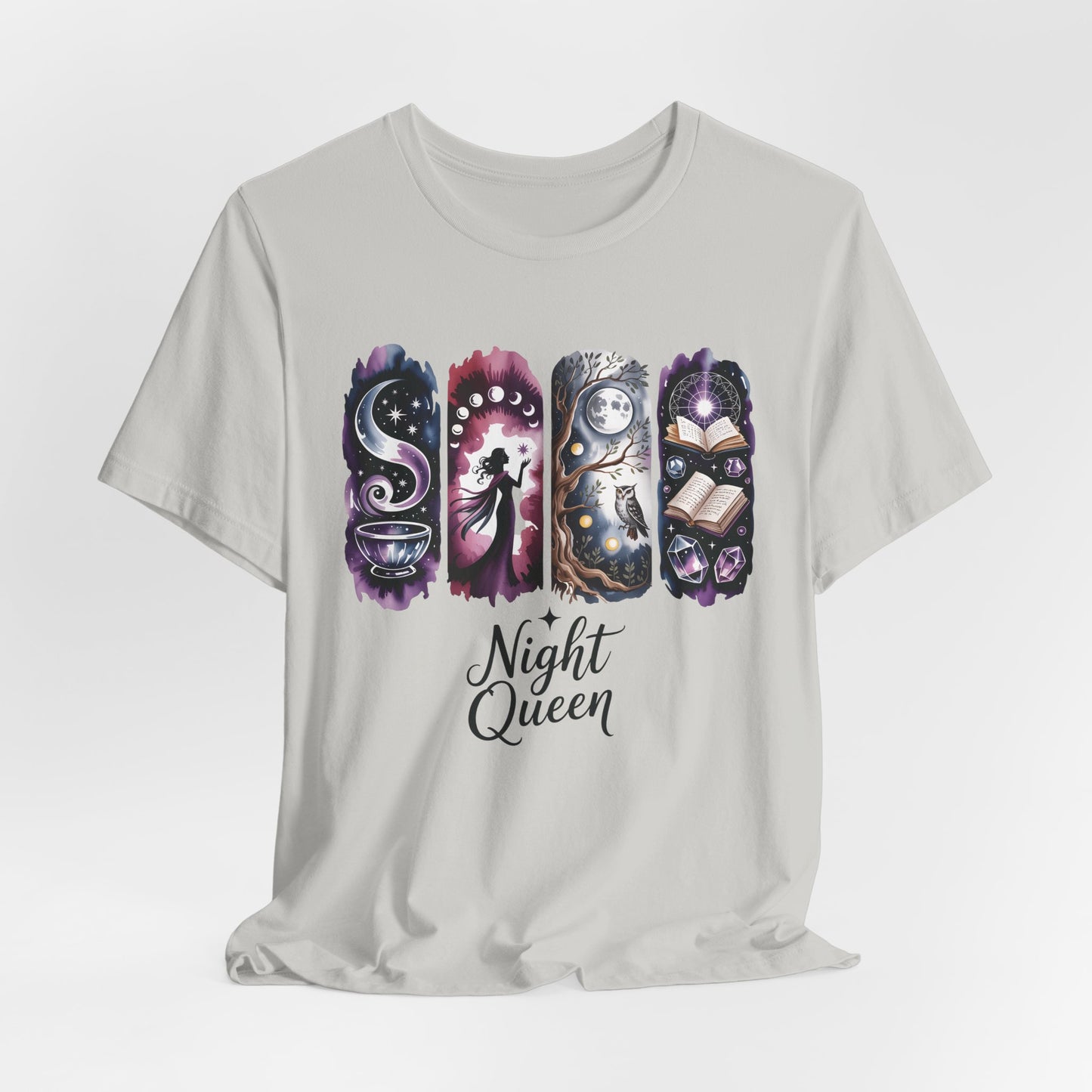 Night Queen Witchy T-Shirt | Witchy Glam Celestial Shirt | Dark Feminine Energy Tee | Moon Goddess Witchcore Graphic Top