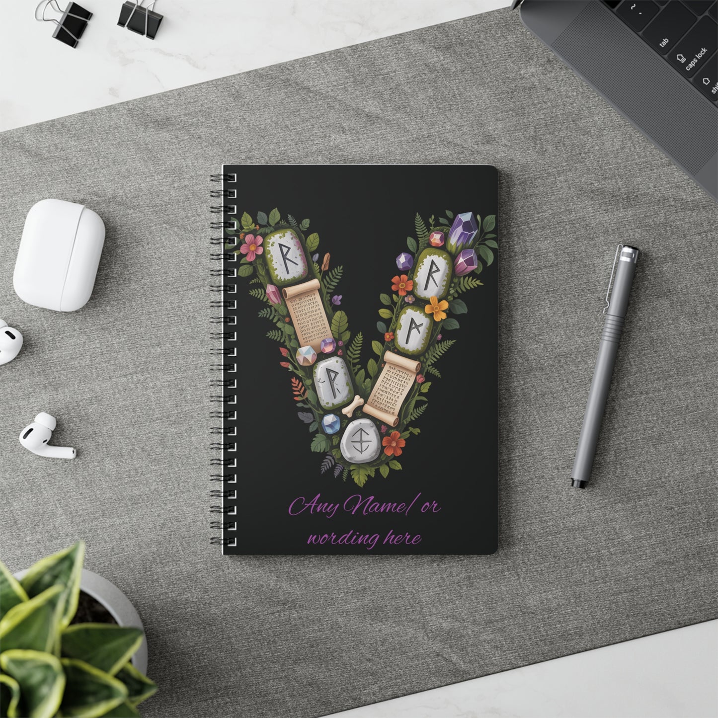 Personalized Norse Witchy Monogram A5 Notebook, Custom Journal, Monogram  Letter "V" Notebook, Grimoire Journal, Book Of Shadows.