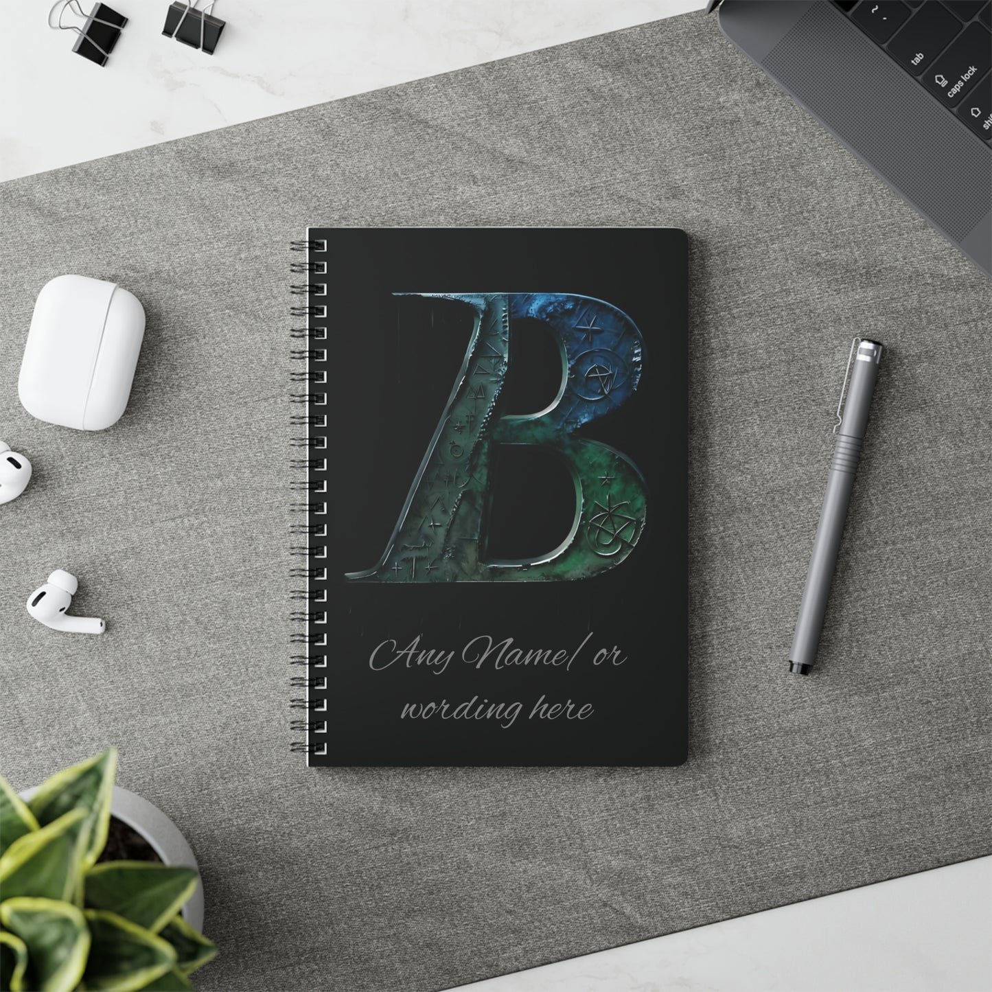 Personalized Norse Witchy Monogram A5 Notebook, Custom Journal,Monogram Notebook, Grimoire Journal, Book Of Shadows, Viking Grimoire Journal