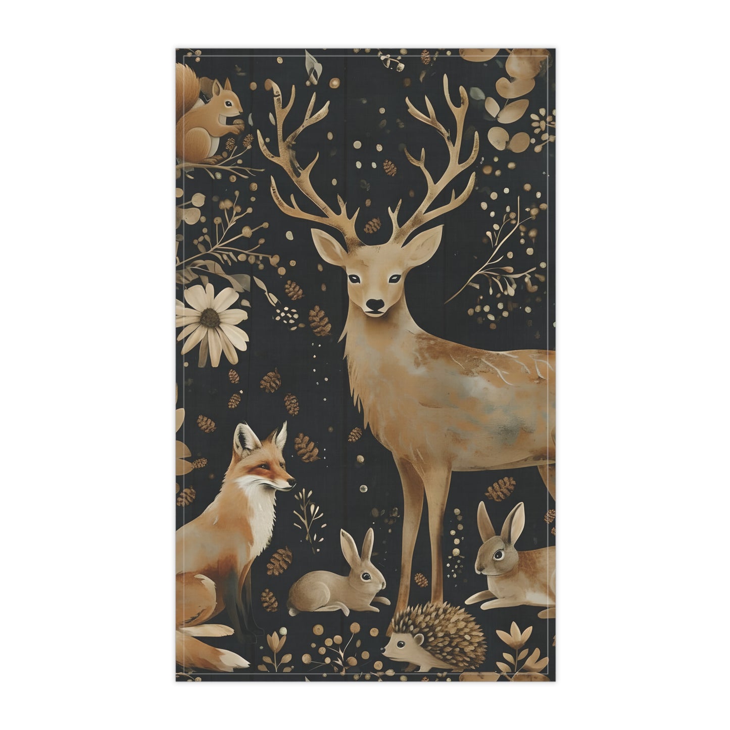 Rustic Tea Towels for Home Decor ,Woodland Animal Kitchen Linens, Cottage Core Style, House Warming Gift, Farmhouse Charm