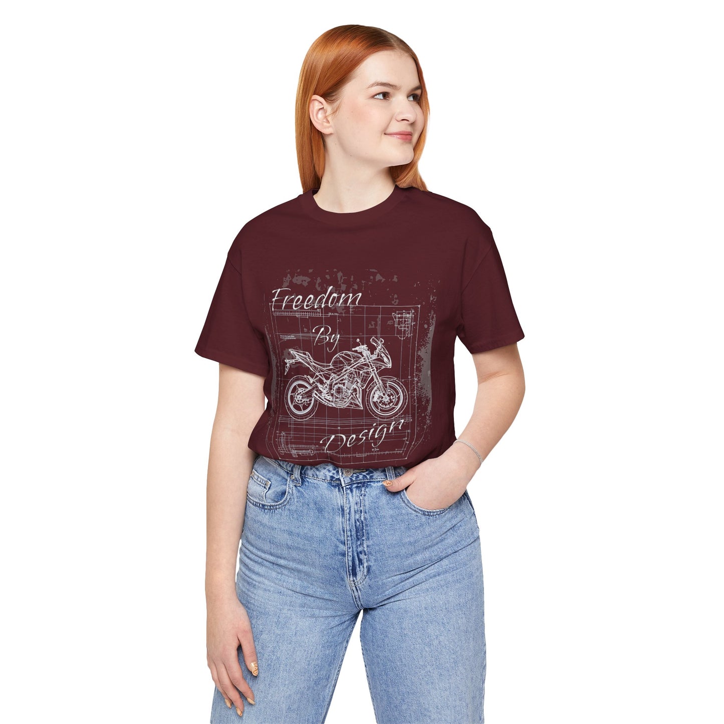 Freedom By Design Motorcycle T-Shirt , Blueprint Motorbike Tee , Biker Dad Gift , Mechanic Shirt , Motorcycle Rider Gift for Him