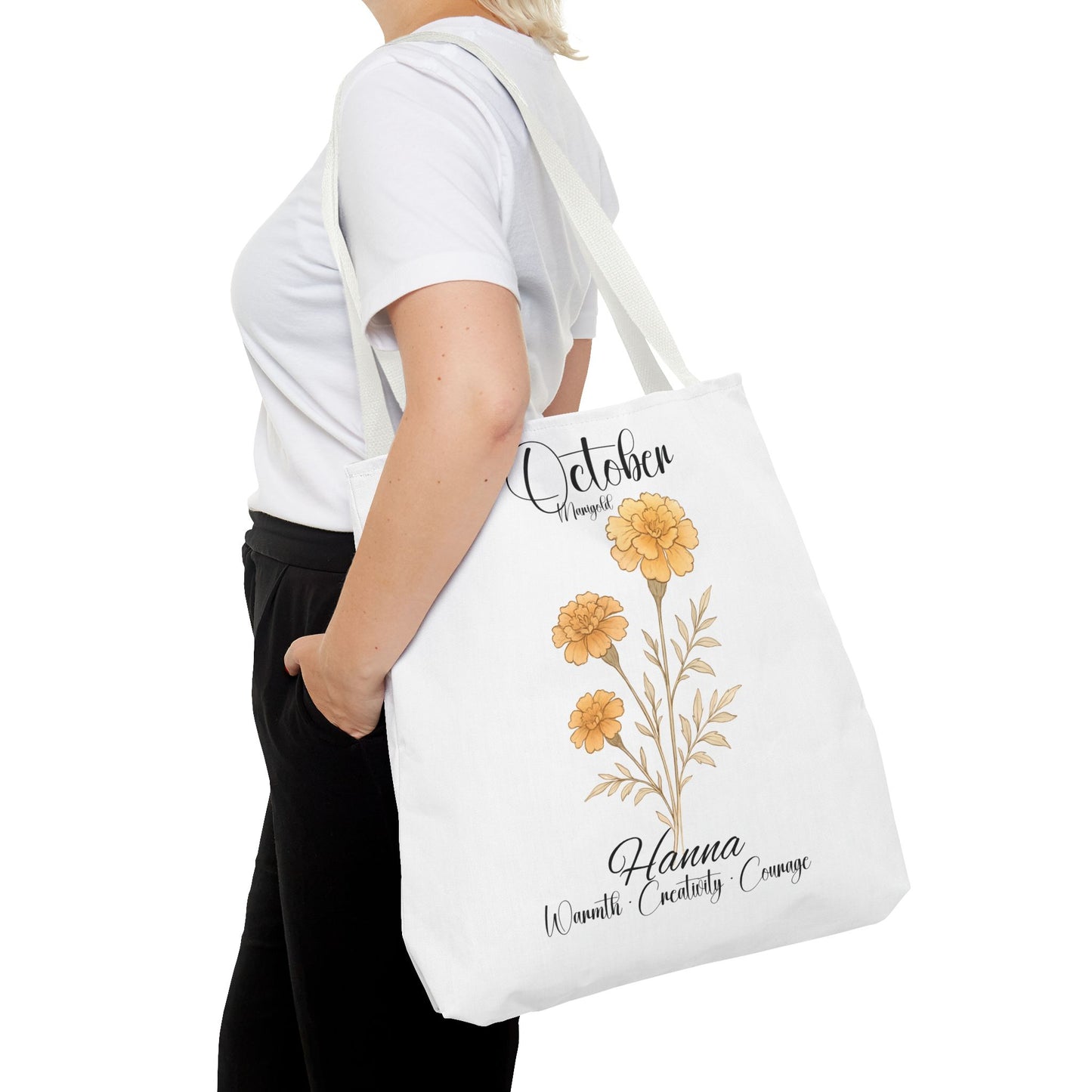 Personalized floral gift tote bag for her, birth month flower, milestone birthdays, bestfriend gift.