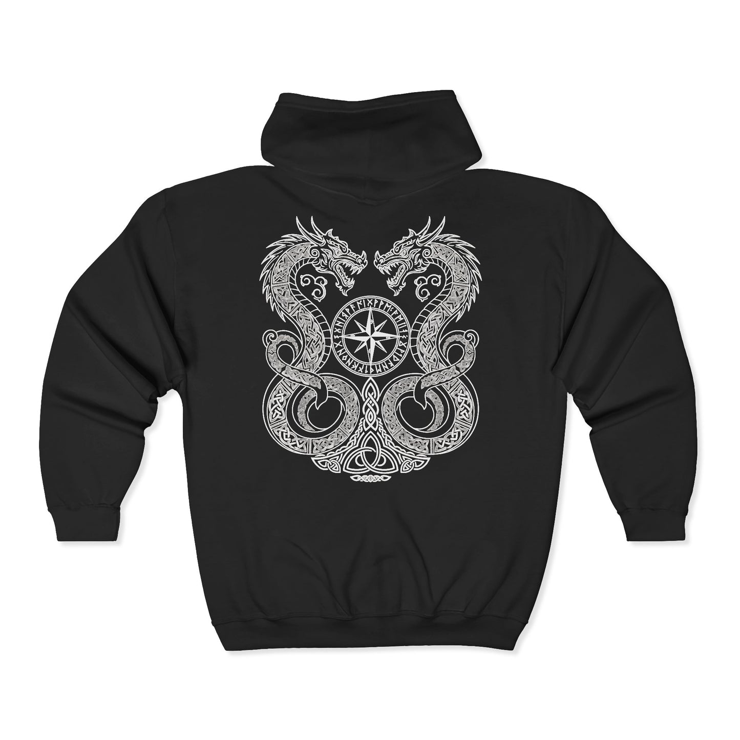 Double Dragon Norse Compass hoodie | Zip Sweatshirt