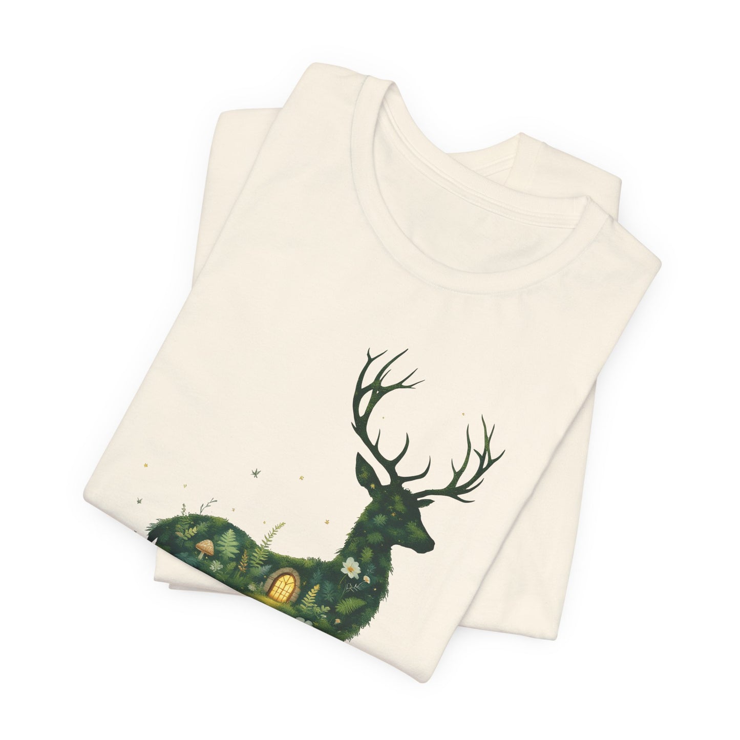 Moss Deer Silhouette Shirt, Forestcore Tee, Botanical Nature Animal Print, Woodland Gift