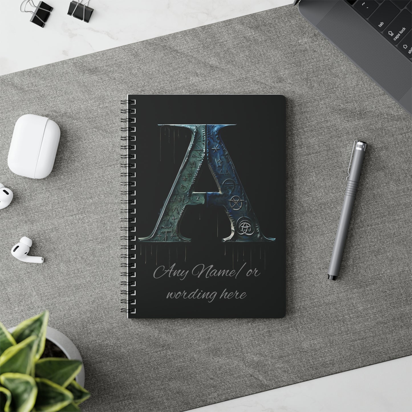 Personalized Norse Witchy Monogram A5 Notebook, Custom Journal.