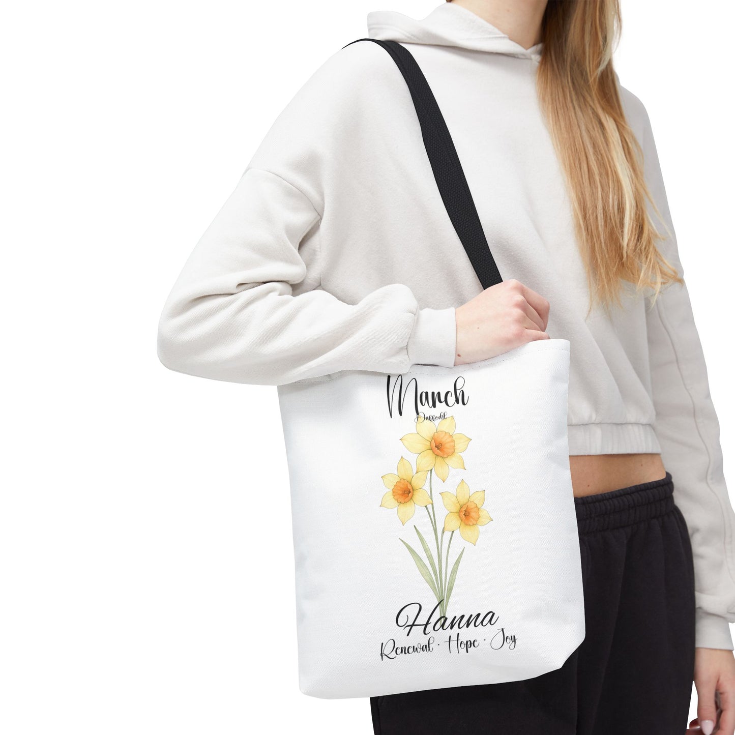 Custom botanical tote bag for her, birth month flower, milestone birthdays, bestfriend gift.