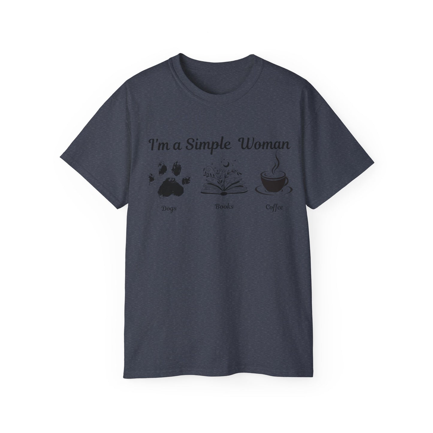 I'm a Simple Woman T Shirt, Paw Print Shirt, express your pet love and book nerd vibes whilst sipping on your caffine fix.