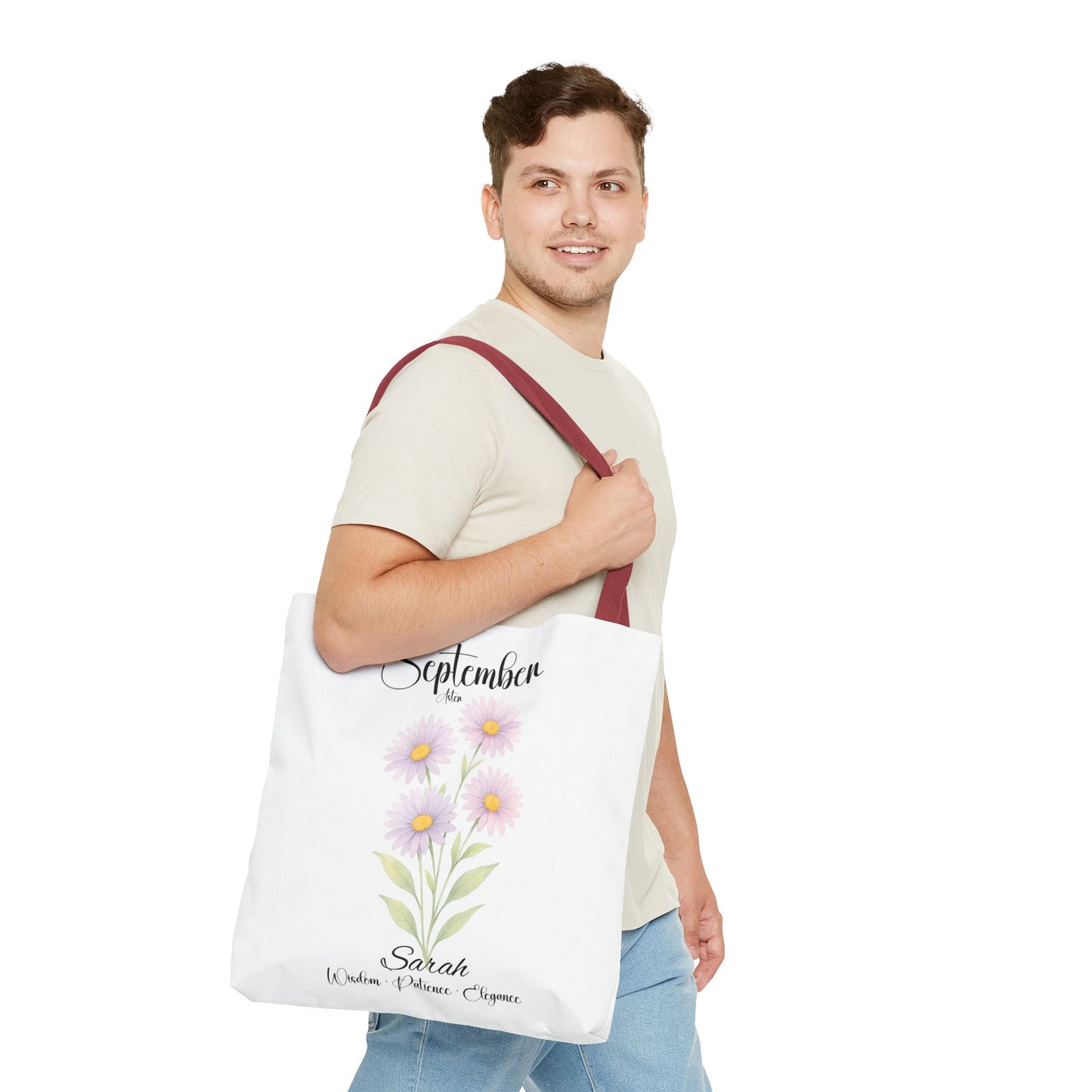 Personalized Best Friend tote bag for her, Birth Month Flower, milestone birthdays.