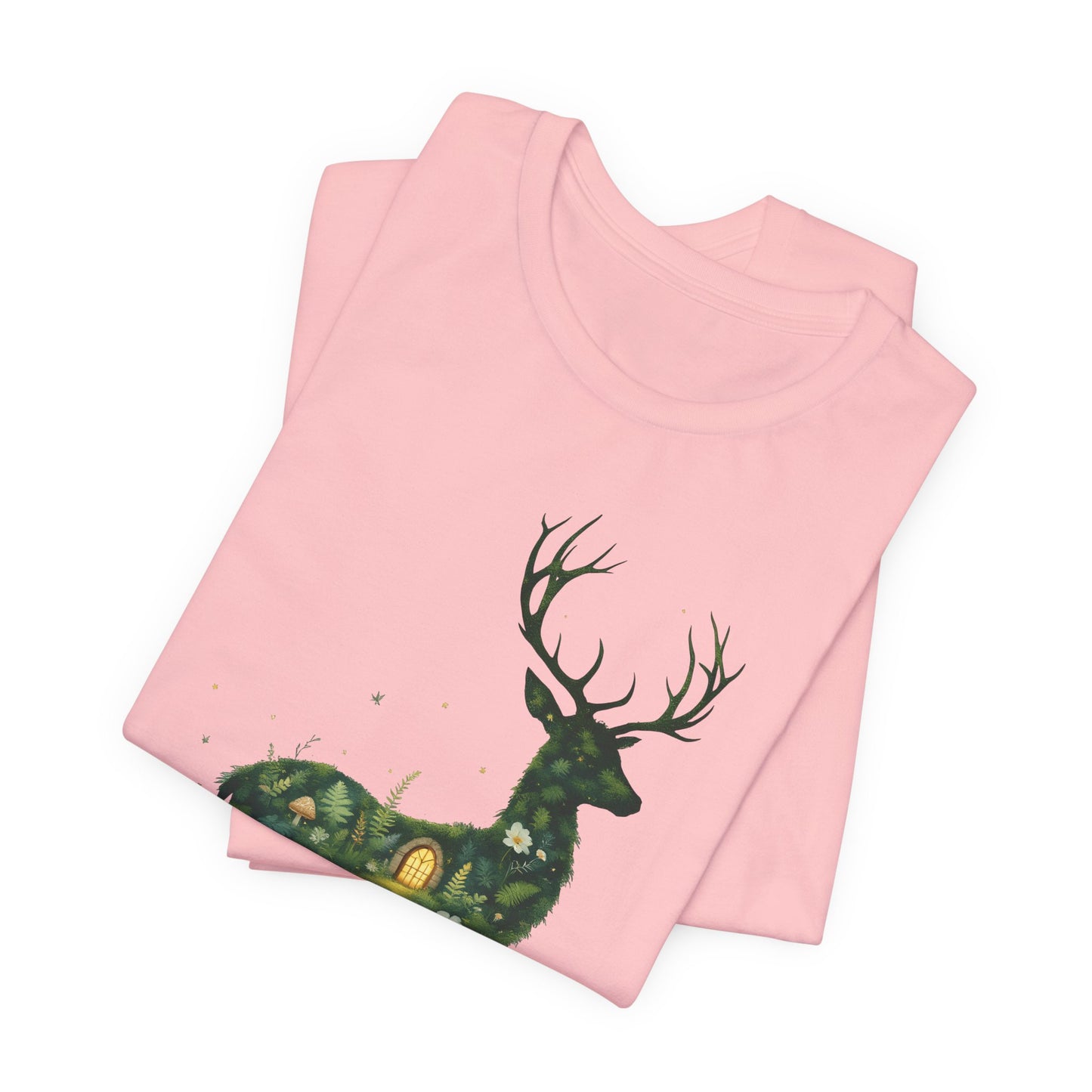 Moss Deer Silhouette Shirt, Forestcore Tee, Botanical Nature Animal Print, Woodland Gift