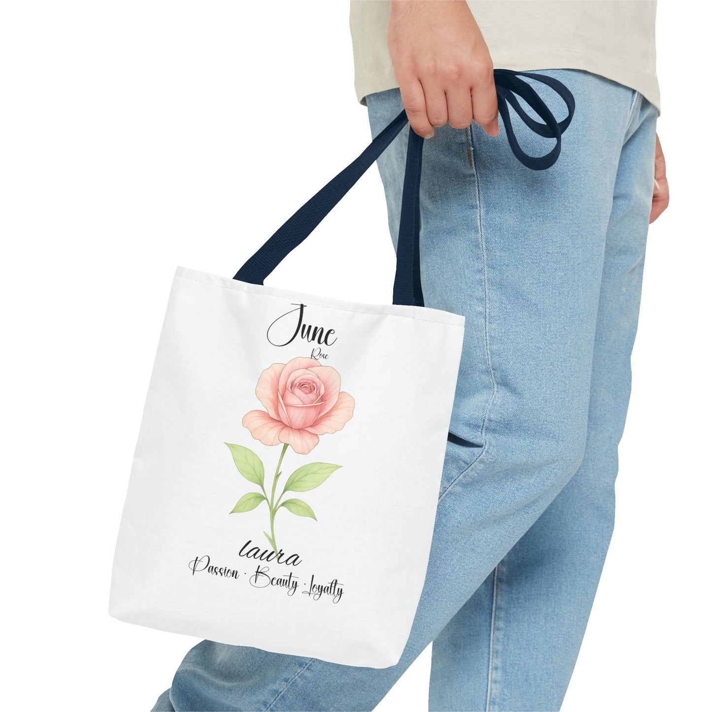 Personlised birth month flower bag for her, milestone birthdays, bestfriend gift.