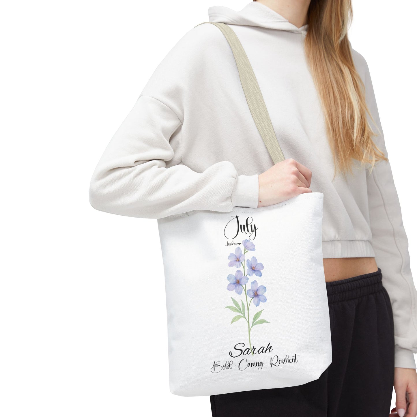 Personalized birth month flower tote bag for her, milestone birthdays, bestfriend gift.