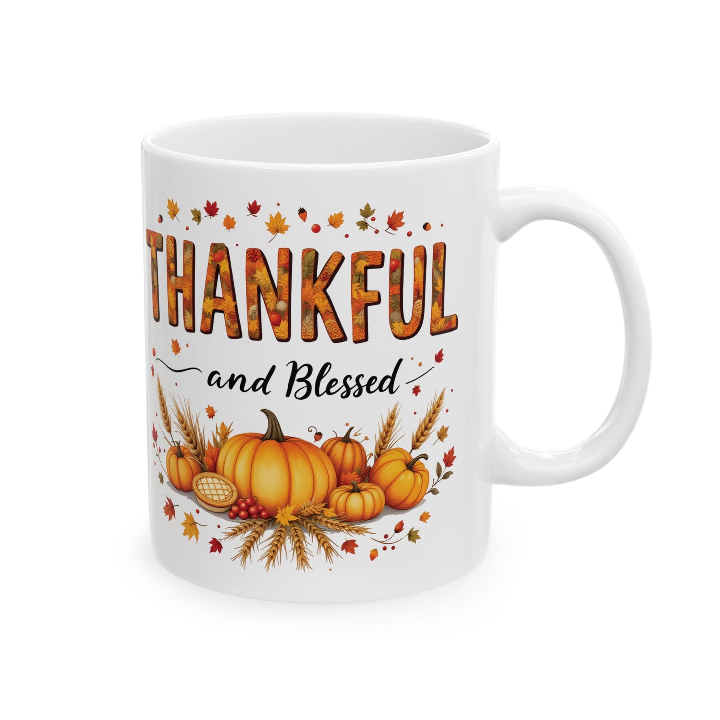 Thankful Fall Ceramic Mug,  Perfect Gift for Thanksgiving,  Seasonal Home Decor