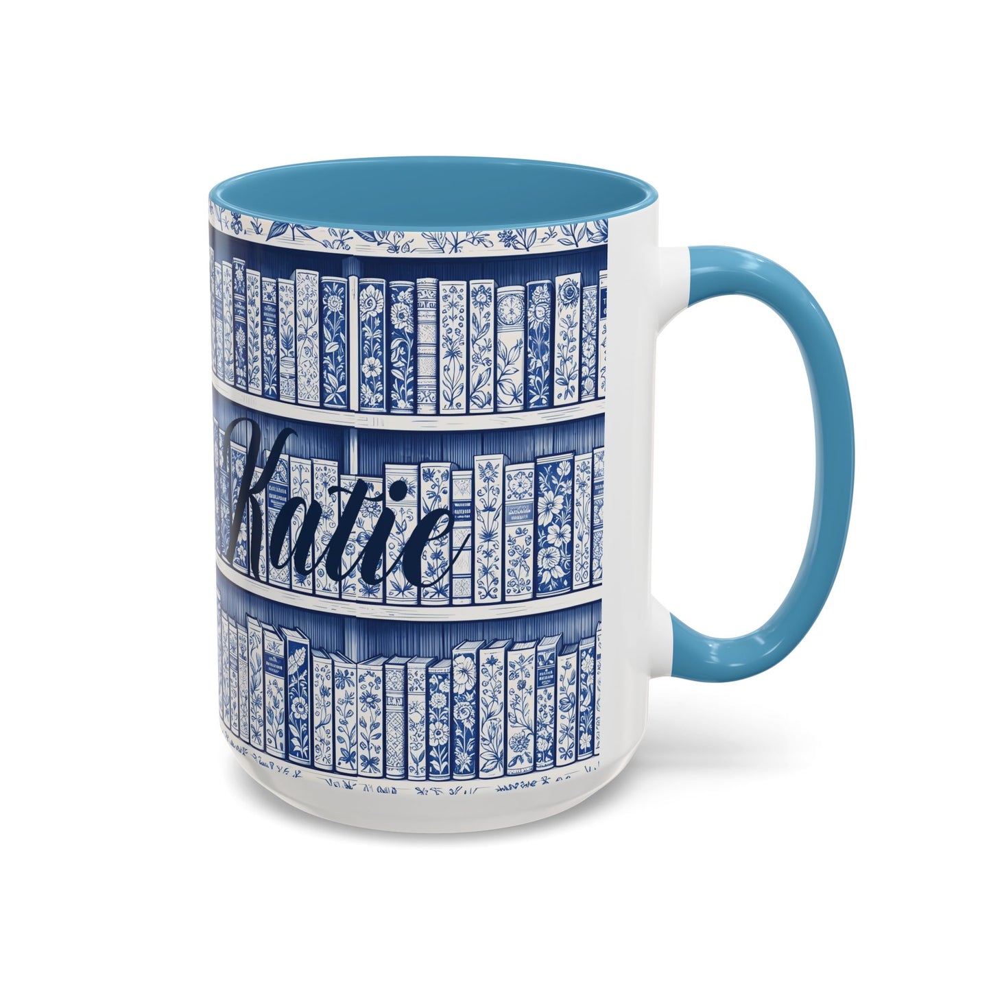 Personalized floral coffee cup, cozy reading bookish gift, book lover birthday gift.