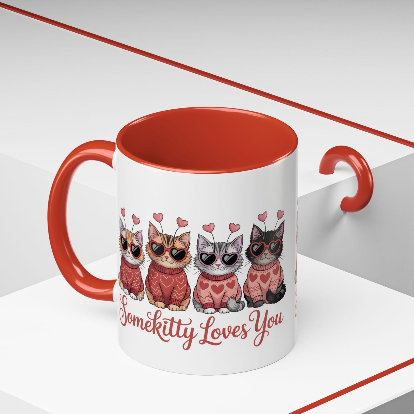 Valentine Kitty Mug | kitten Coffee Cup | cat Lover Gift | Valentines Day Mug |