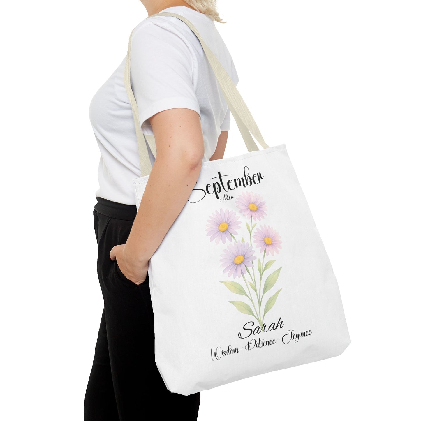 Personalized Best Friend tote bag for her, Birth Month Flower, milestone birthdays.