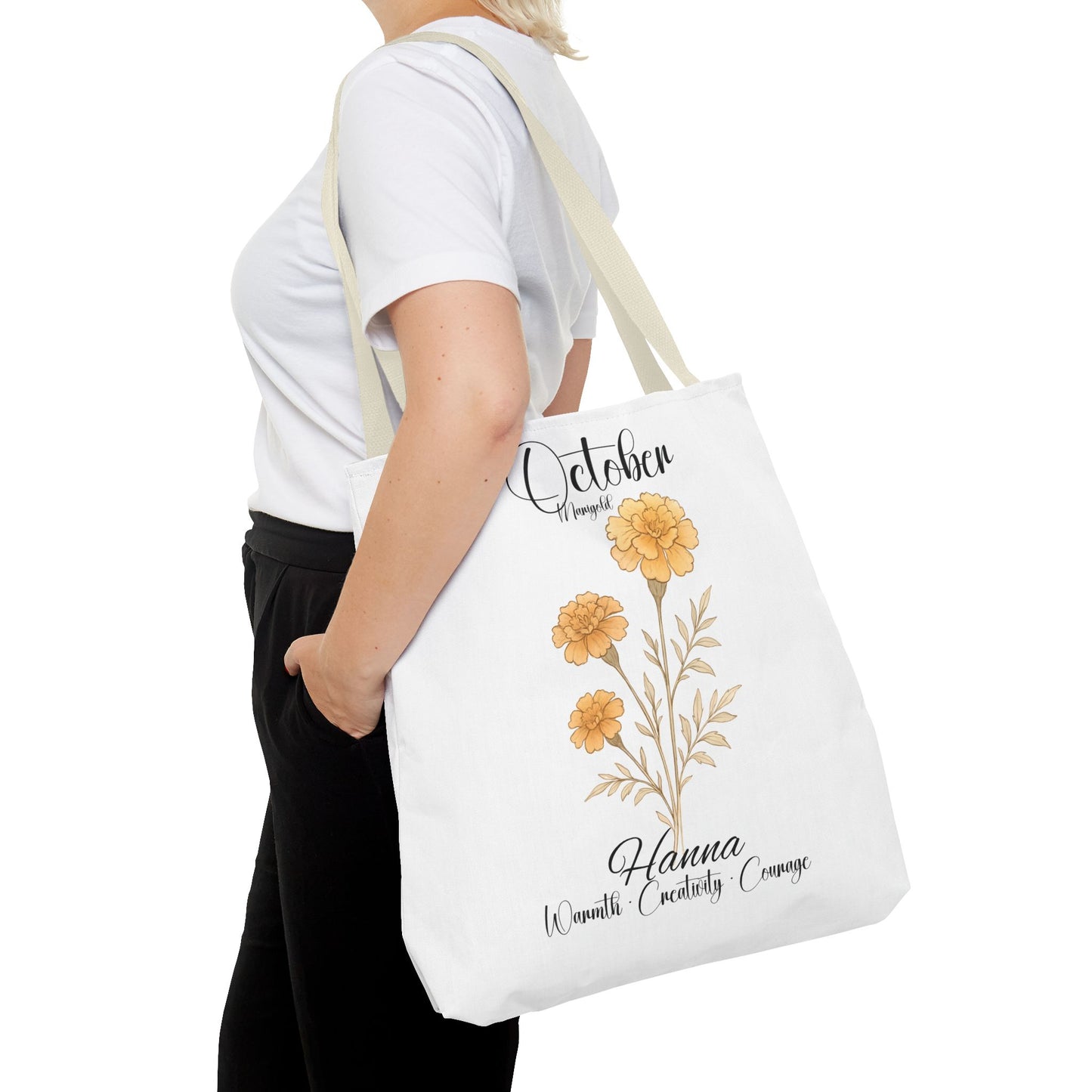 Personalized floral gift tote bag for her, birth month flower, milestone birthdays, bestfriend gift.