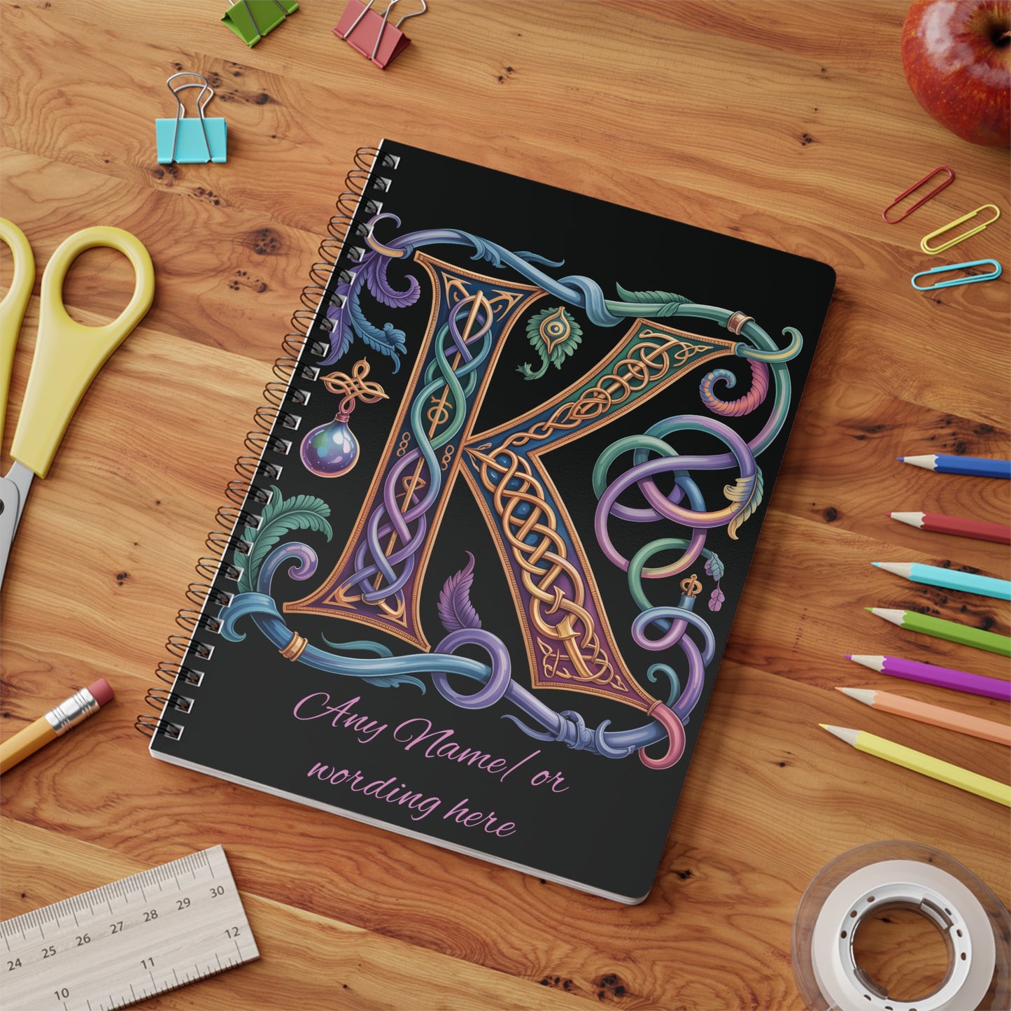 Personalized Norse Witchy Monogram A5 Notebook, Custom Journal,Monogram Notebook, Grimoire Journal, Book Of Shadows, Viking Grimoire Journal