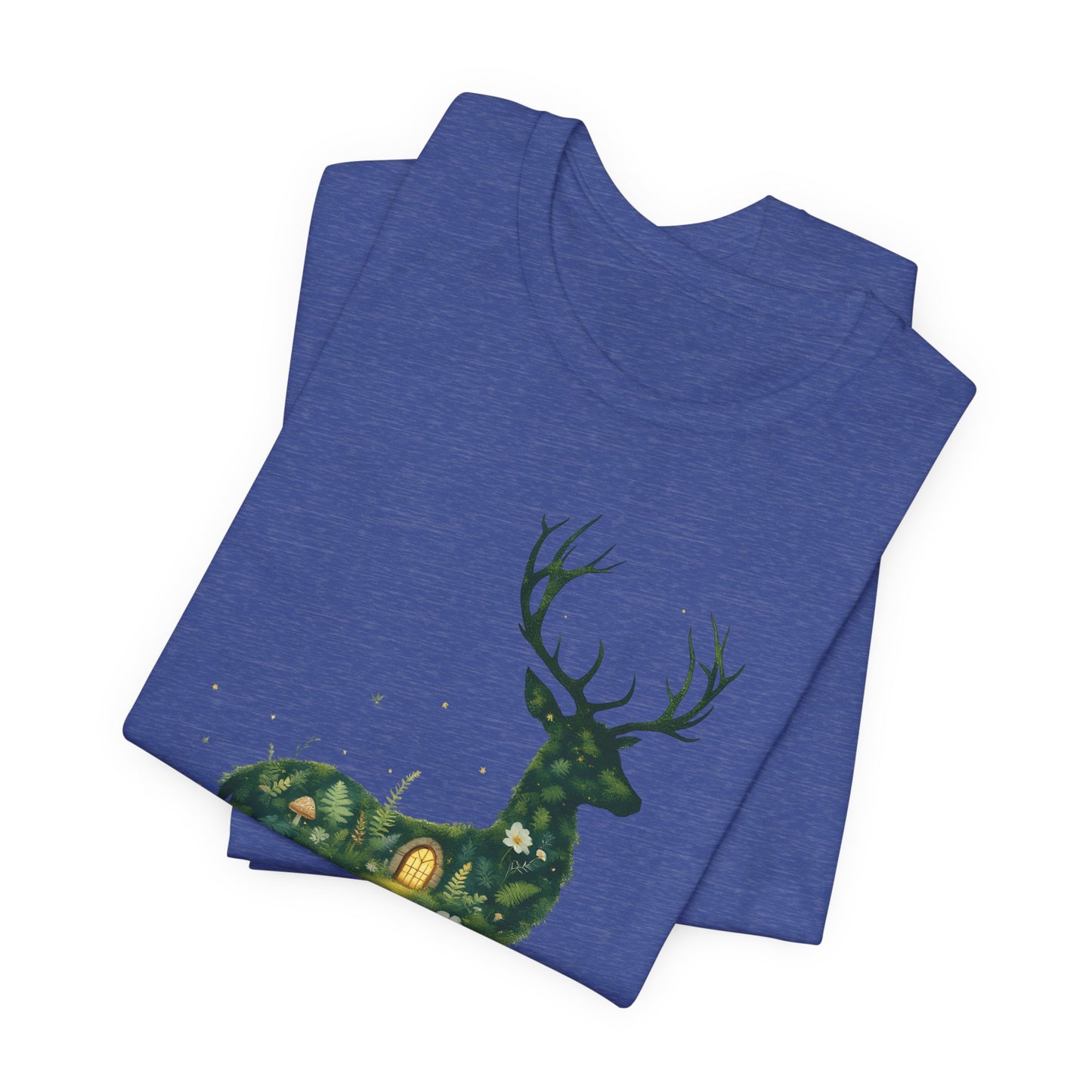 Moss Deer Silhouette Shirt, Forestcore Tee, Botanical Nature Animal Print, Woodland Gift