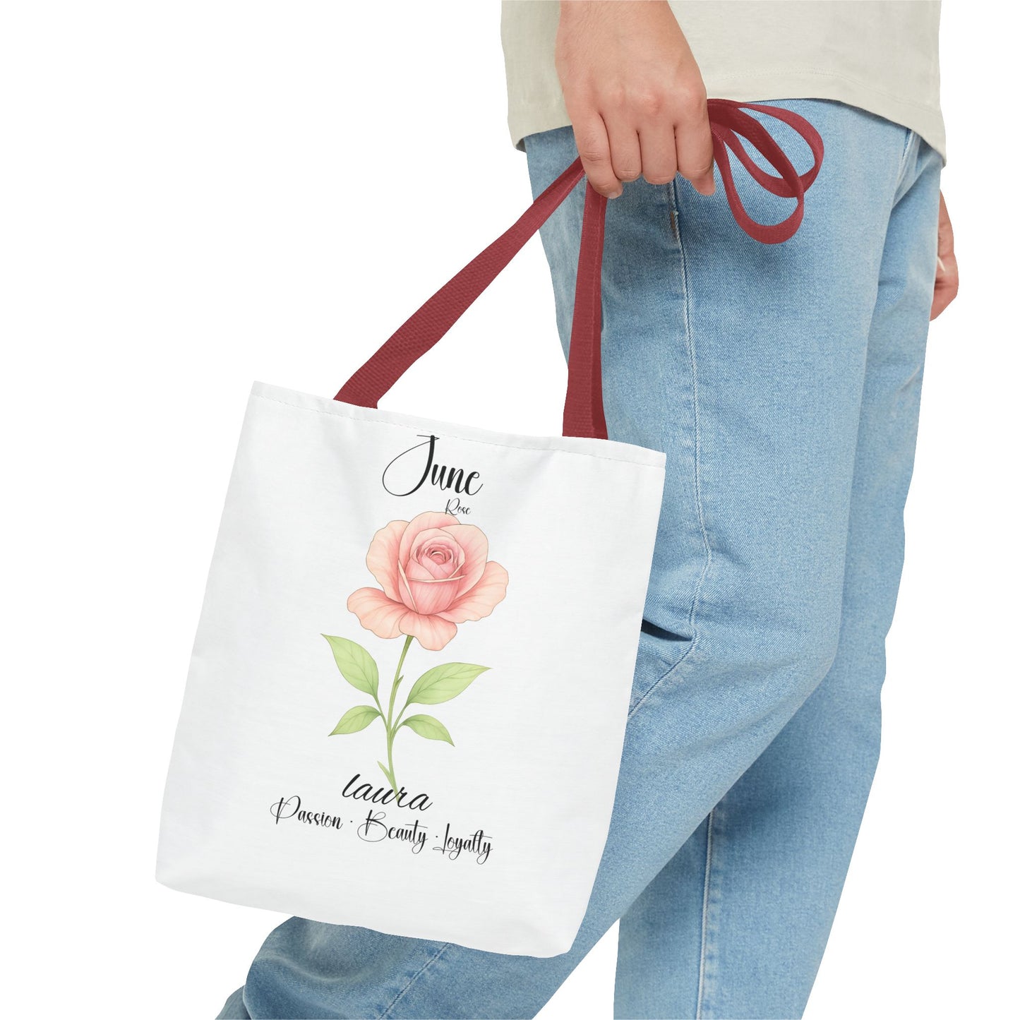 Personlised birth month flower bag for her, milestone birthdays, bestfriend gift.