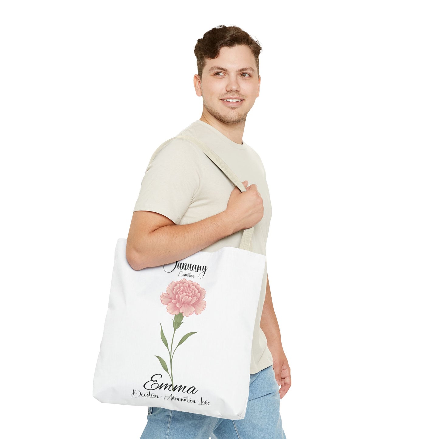 Personlized Birth Month Flower Tote Bag, Botanical Aesthetic Canvas Tote Bag, Bestfriend Gift