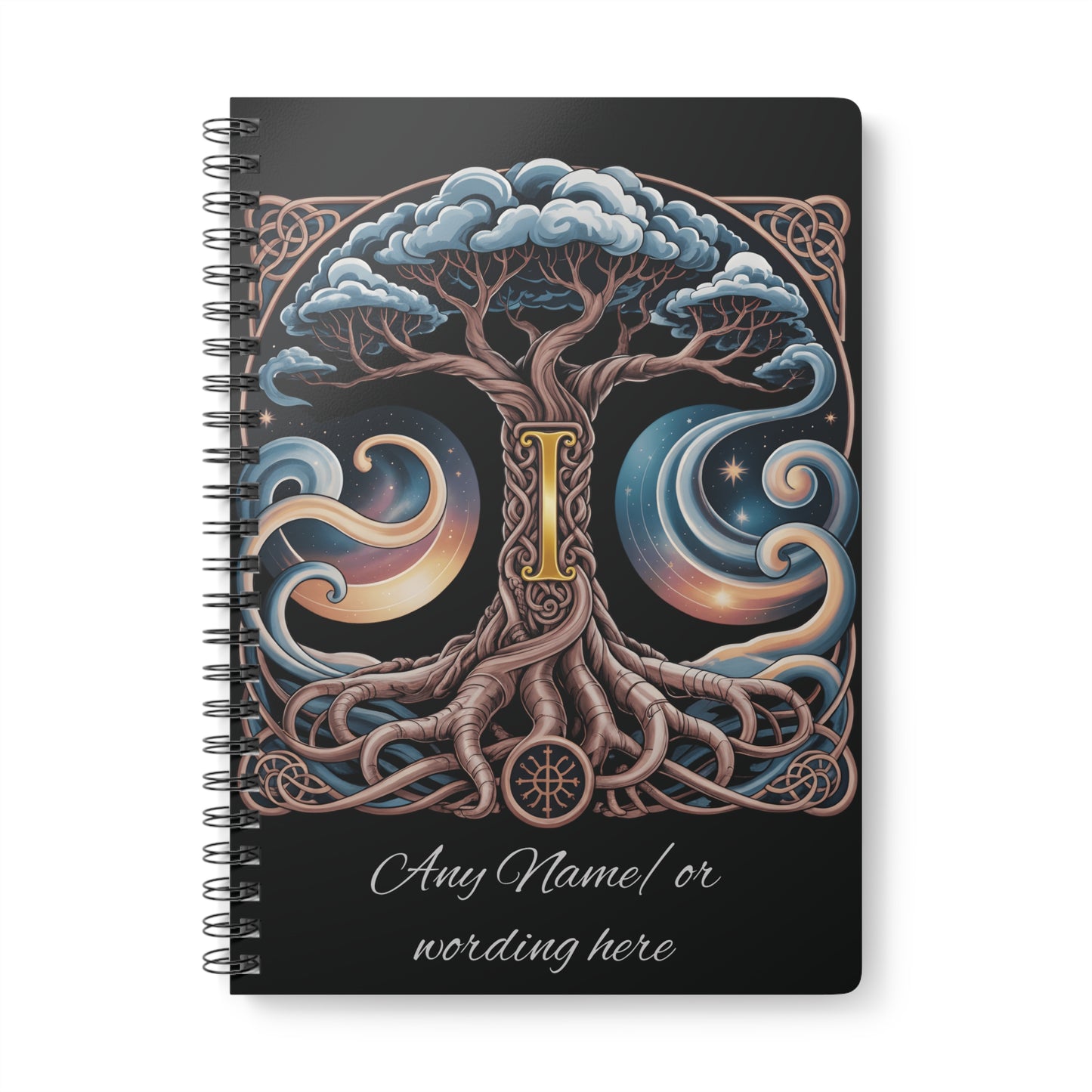 Personalized Norse Witchy Monogram A5 Notebook, Custom Journal,Monogram Notebook, Grimoire Journal, Book Of Shadows, Viking Grimoire Journal