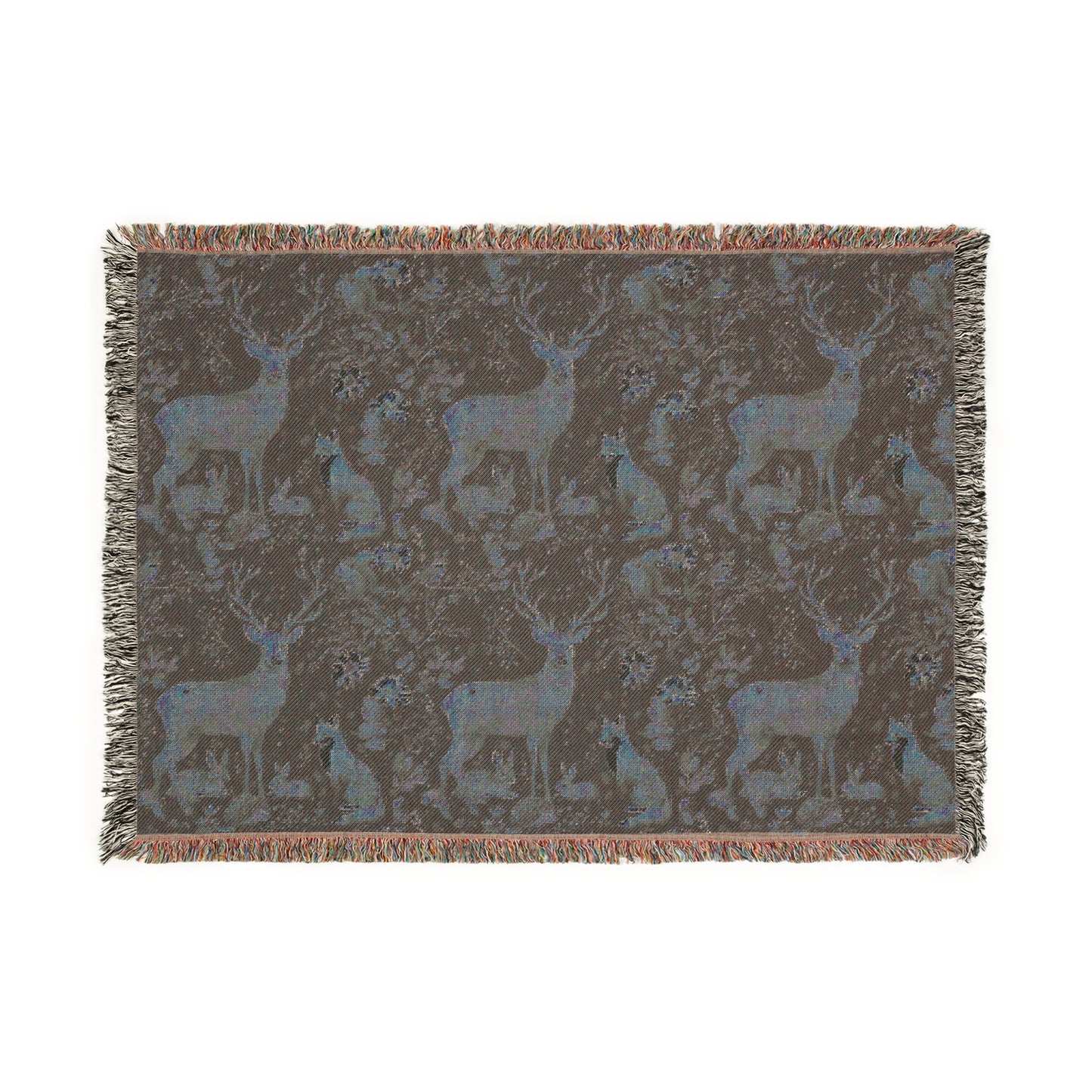 Cozy Nature-Inspired Woven Blanket, Rustic Decor, Gifts for Campers, Deer Tapestry, Warm Throw for Home