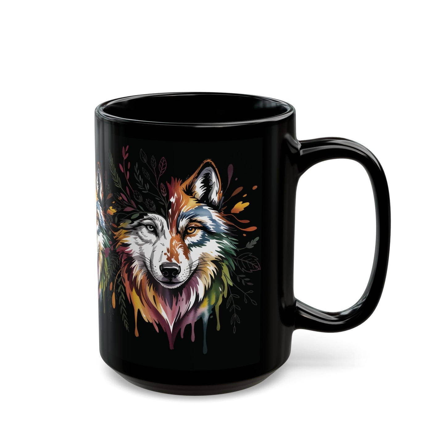 Colorful Watercolor Wolf Art Mug | Wolf Coffee Mug