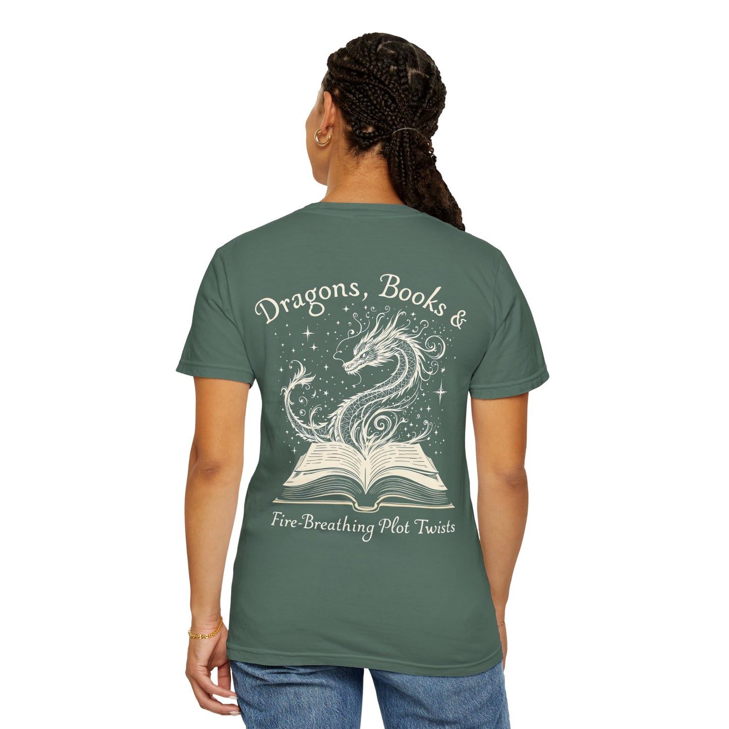 Book Lover Tee, Comfort Colors Dragon Shirt, Fantasy Reader, Bibliophile Gift.