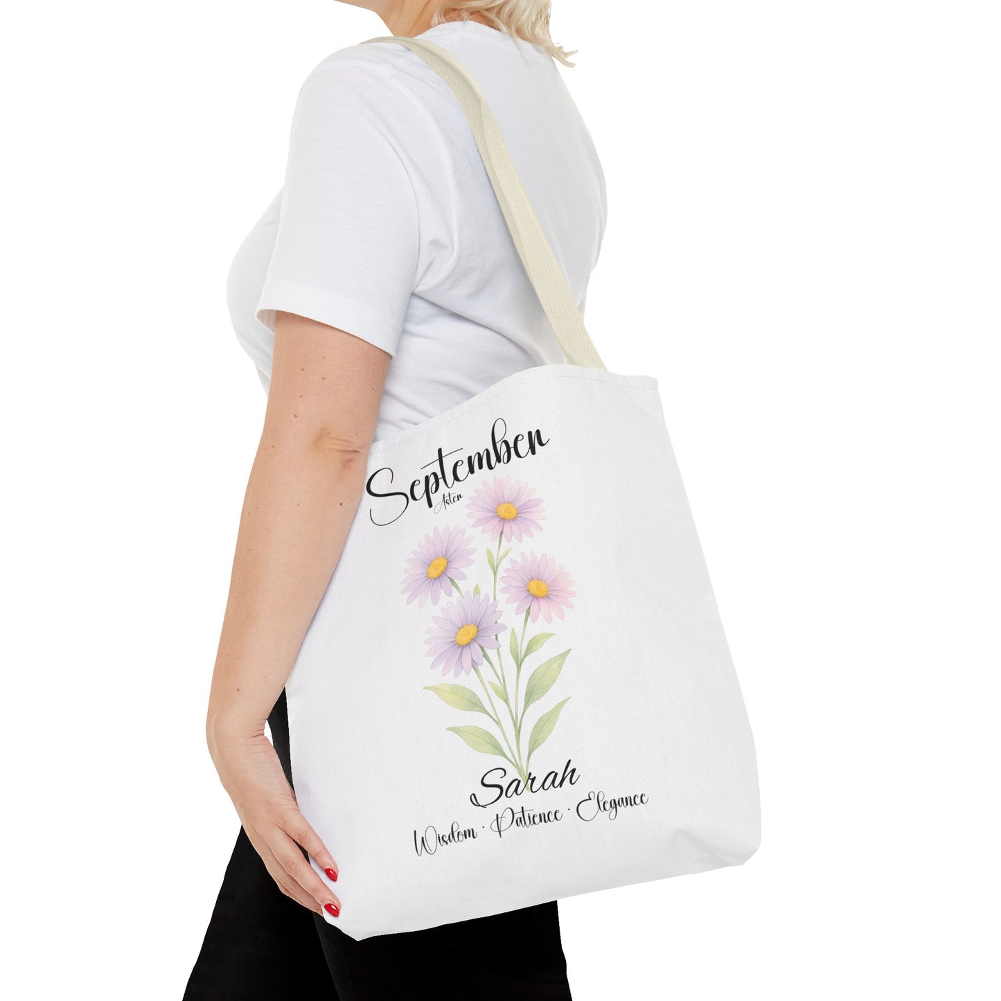 Personalized Best Friend tote bag for her, Birth Month Flower, milestone birthdays.