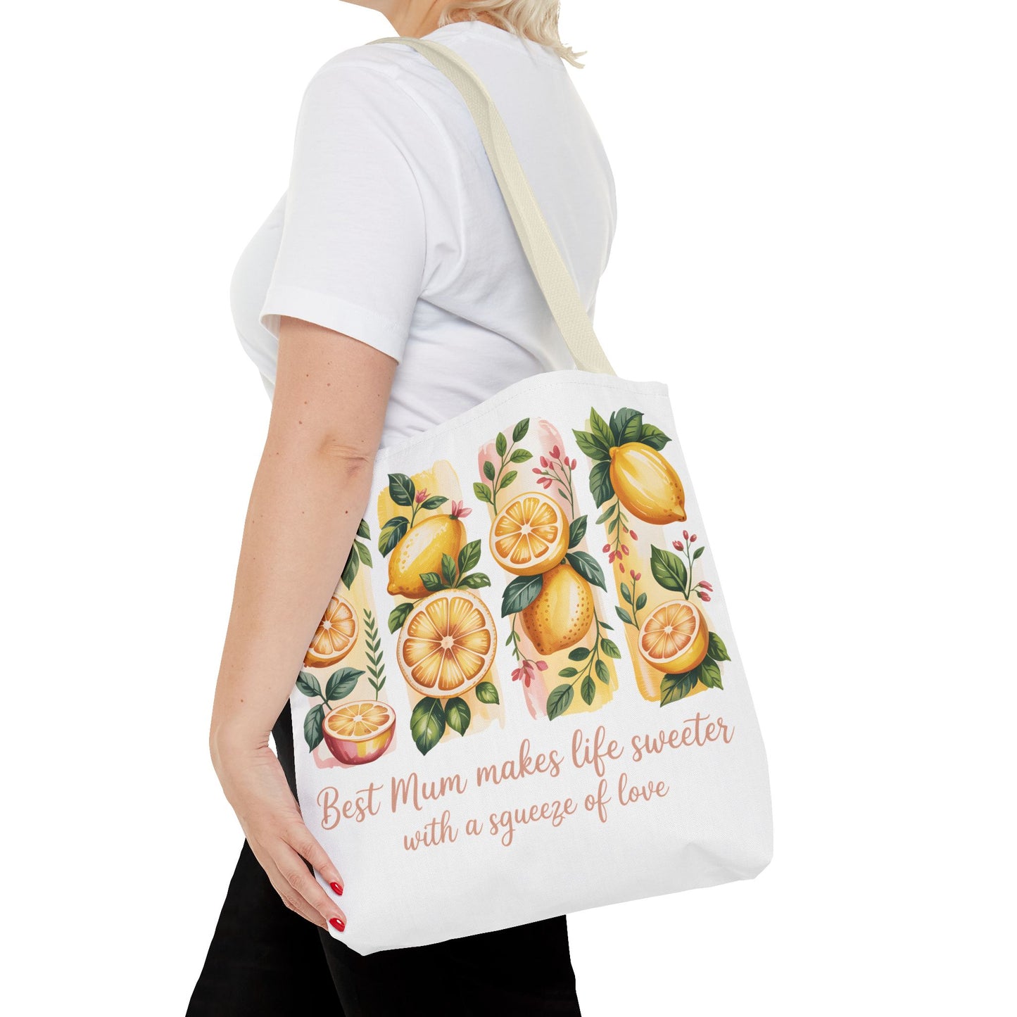 Best Mom Tote Bag, Lemon Print, lemon birthday gift