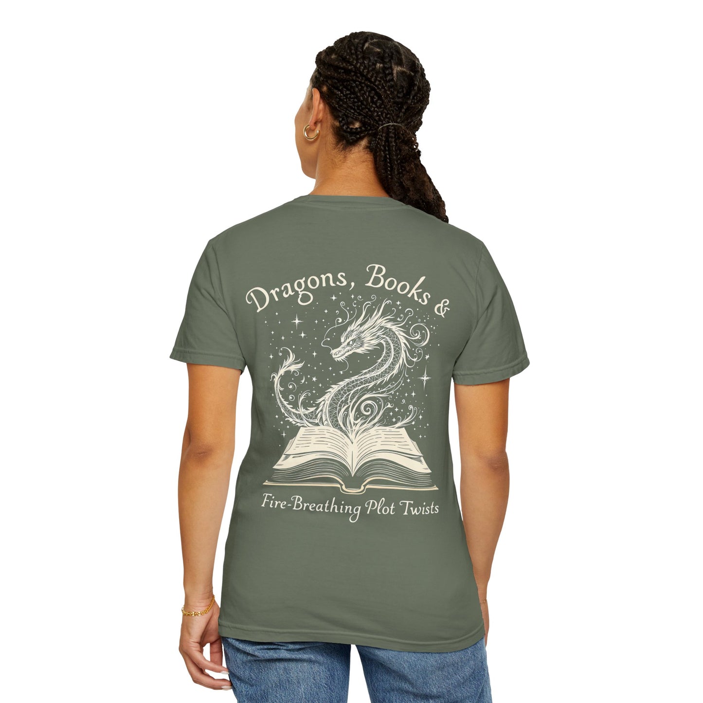 Book Lover Tee, Comfort Colors Dragon Shirt, Fantasy Reader, Bibliophile Gift.