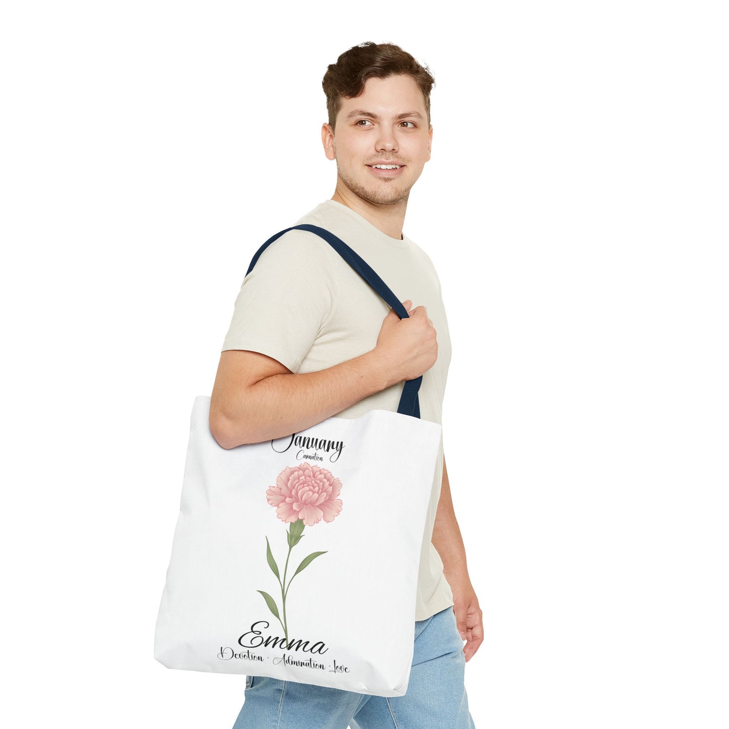 Personlized Birth Month Flower Tote Bag, Botanical Aesthetic Canvas Tote Bag, Bestfriend Gift