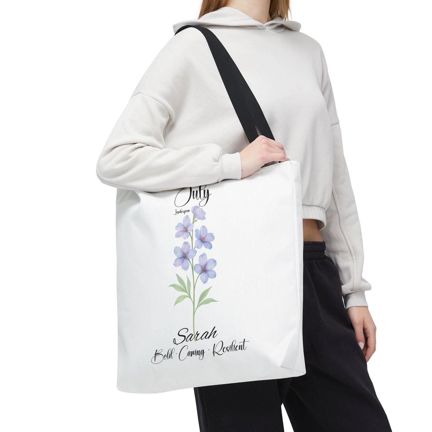 Personalized birth month flower tote bag for her, milestone birthdays, bestfriend gift.