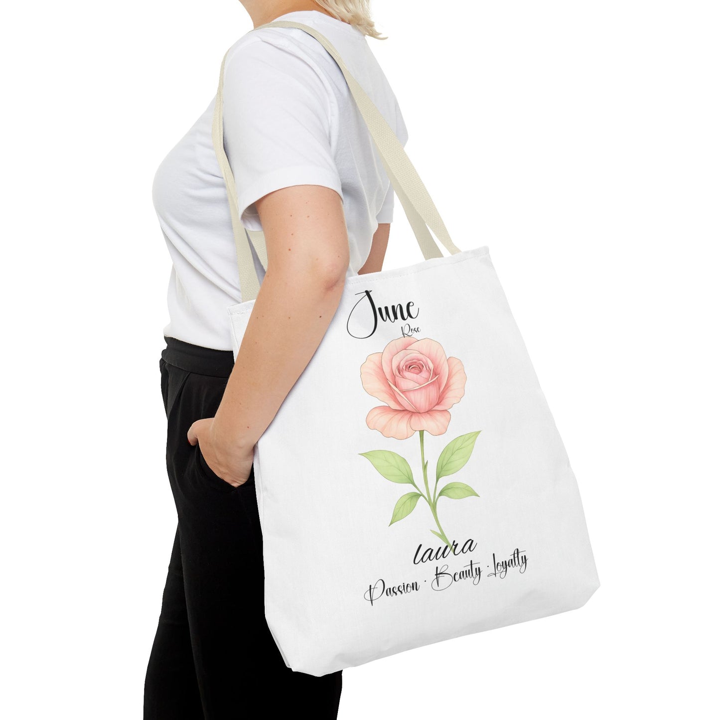 Personlised birth month flower bag for her, milestone birthdays, bestfriend gift.