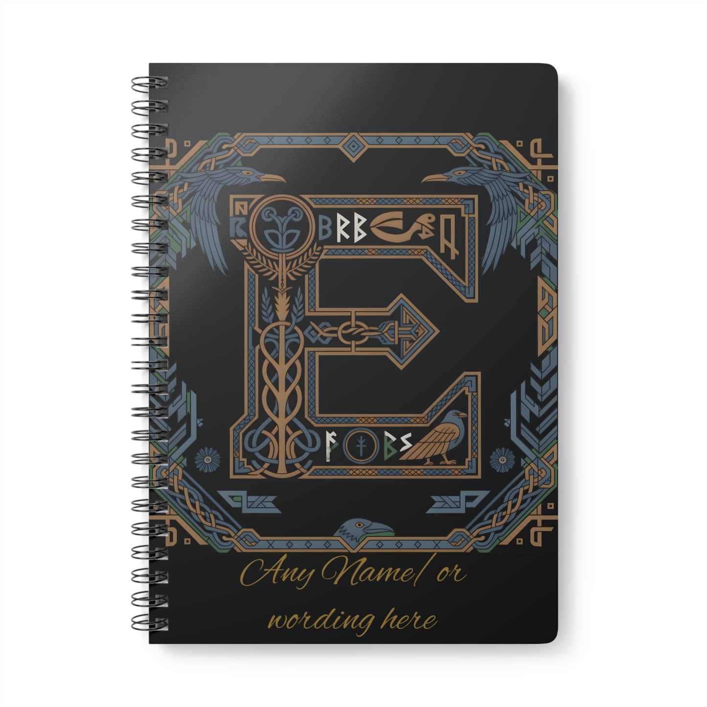 Personalized Norse Witchy Monogram A5 Notebook, Custom Journal,Monogram Notebook, Grimoire Journal, Book Of Shadows, Viking Grimoire Journal