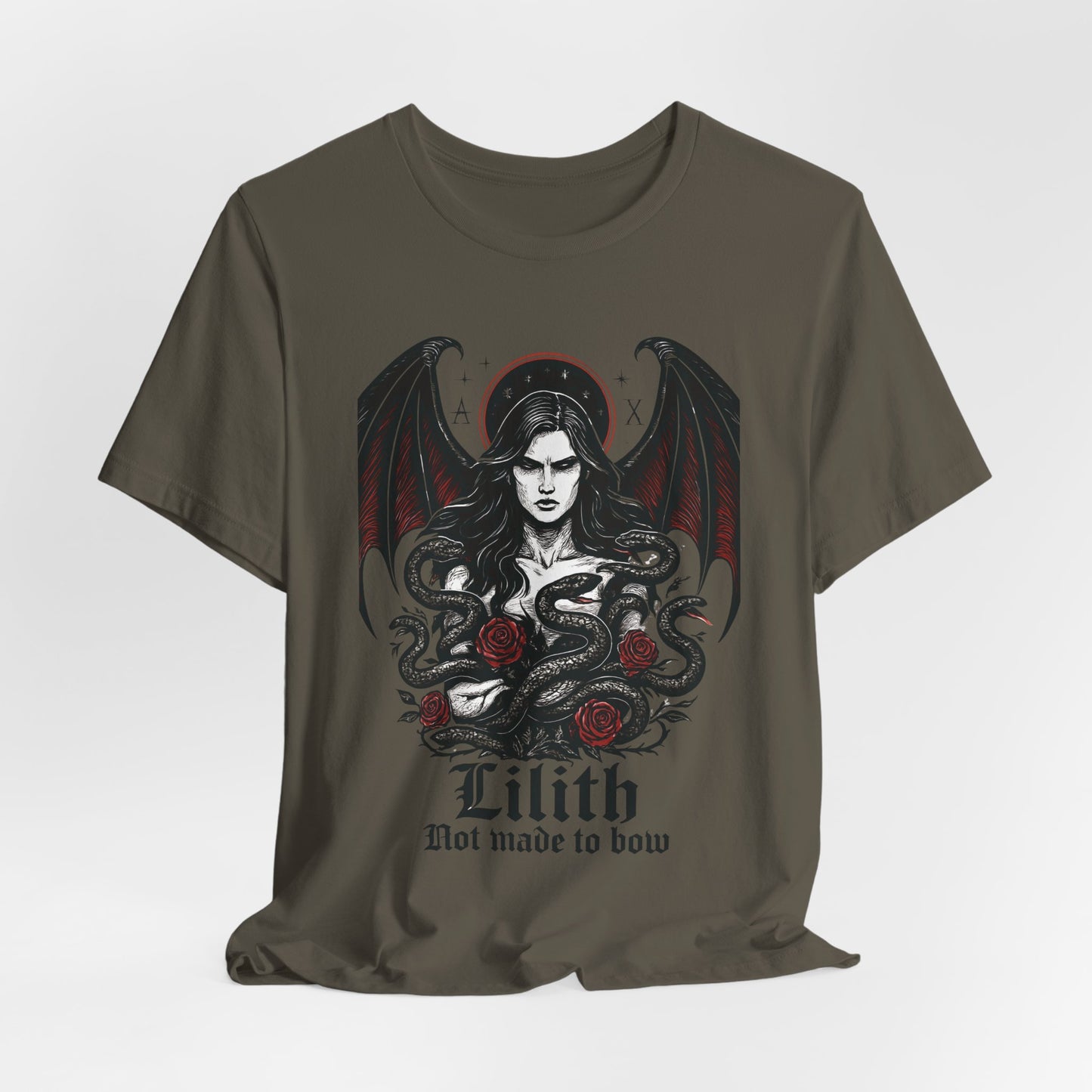 Goddess Lilith Graphic T-shirt, Whether you're drawn to witchy things or simply love the Lilith goddess, this piece adds a touch of mystery and power to your wardrobe.
