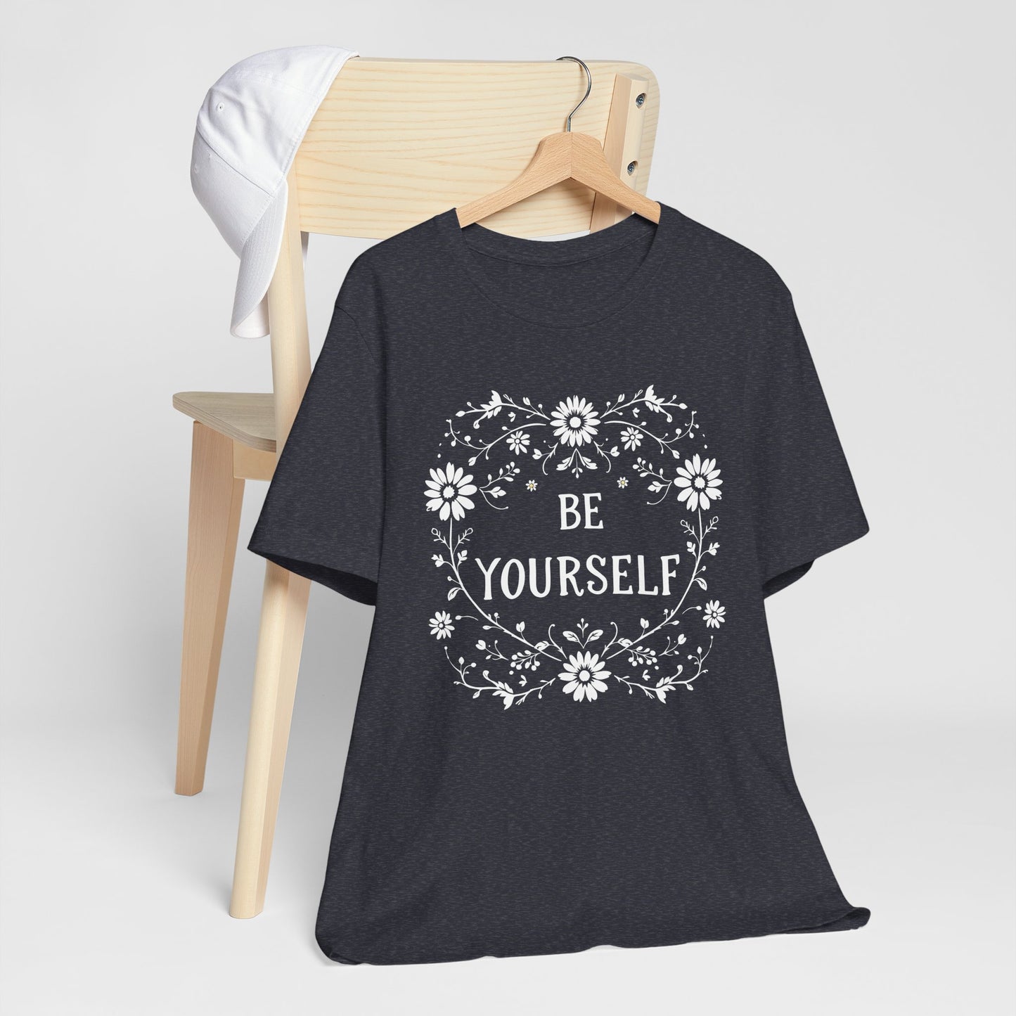 Be Yourself Shirt, Cotton floral design tee, Self Care Gift, good vibes t, festival fashion