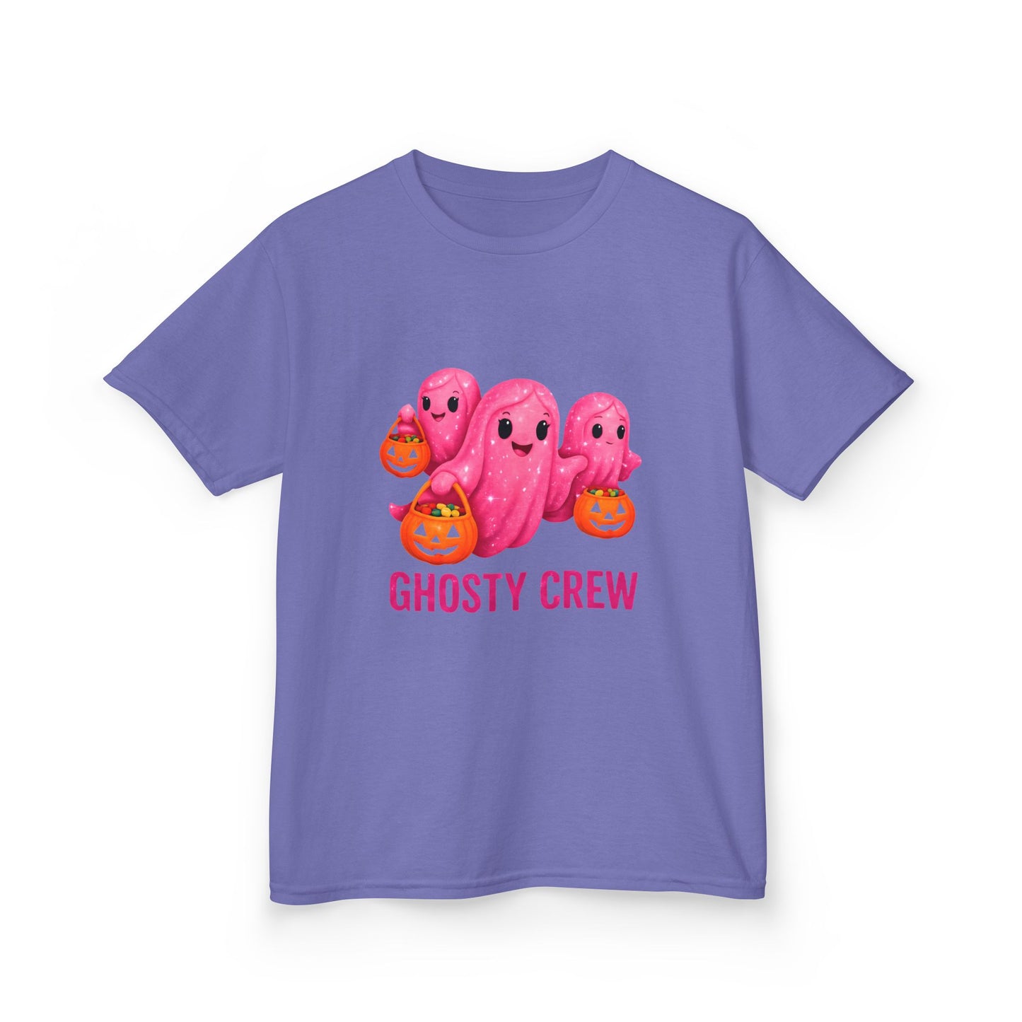 Pink Ghosty Tee Kids Heavy Cotton™ Tee, Be part of the ghosty crew and embrace the Halloween vibe with this playful design