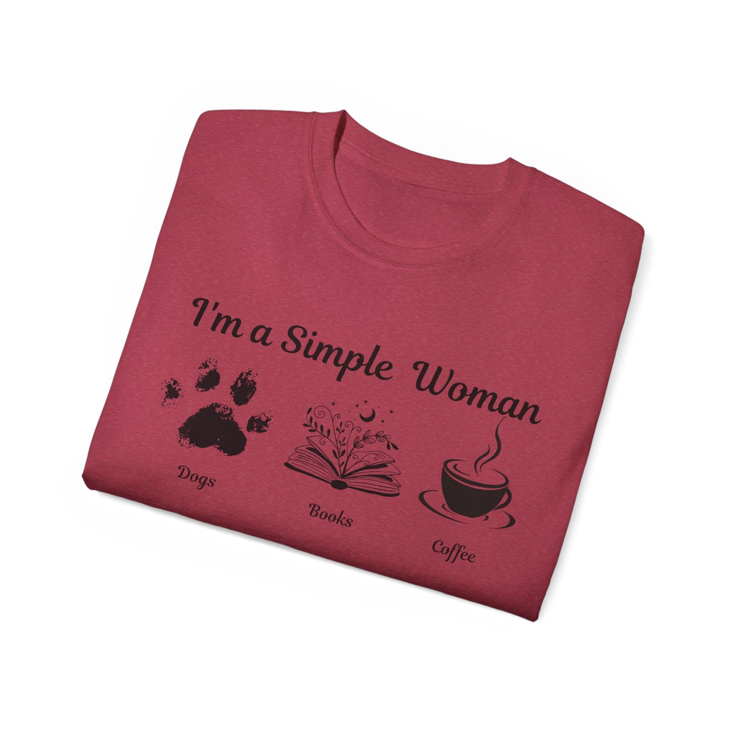 I'm a Simple Woman T Shirt, Paw Print Shirt, express your pet love and book nerd vibes whilst sipping on your caffine fix.