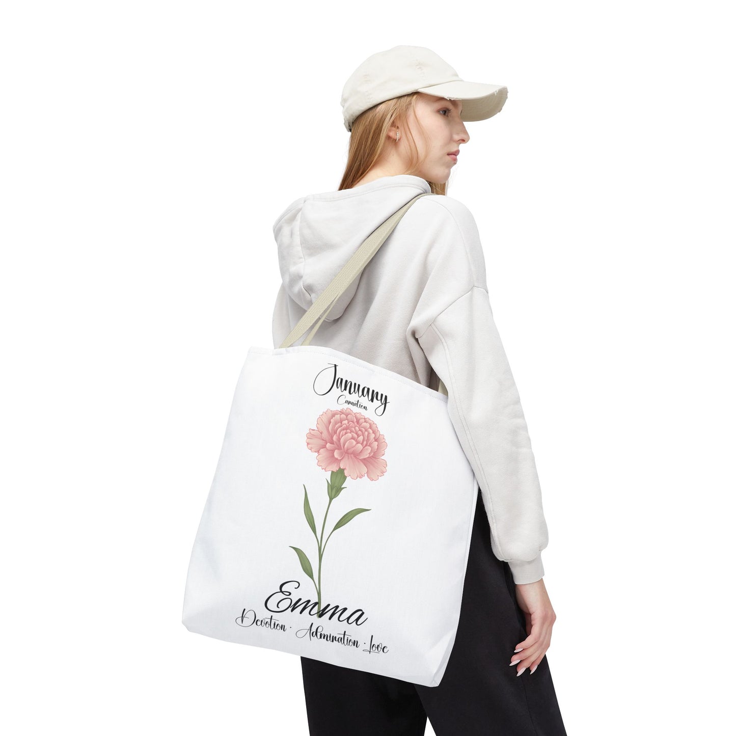 Personlized Birth Month Flower Tote Bag, Botanical Aesthetic Canvas Tote Bag, Bestfriend Gift
