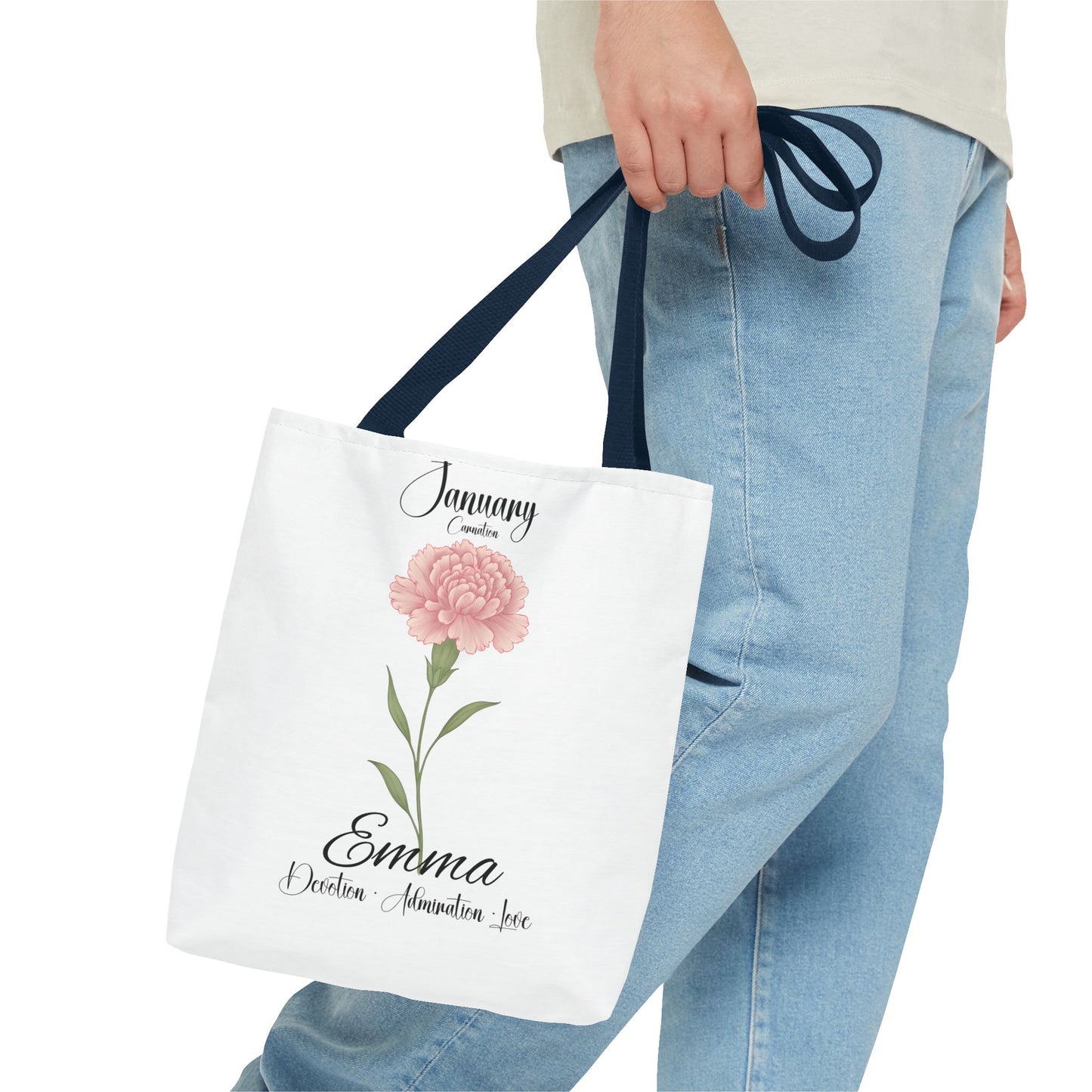 Personlized Birth Month Flower Tote Bag, Botanical Aesthetic Canvas Tote Bag, Bestfriend Gift