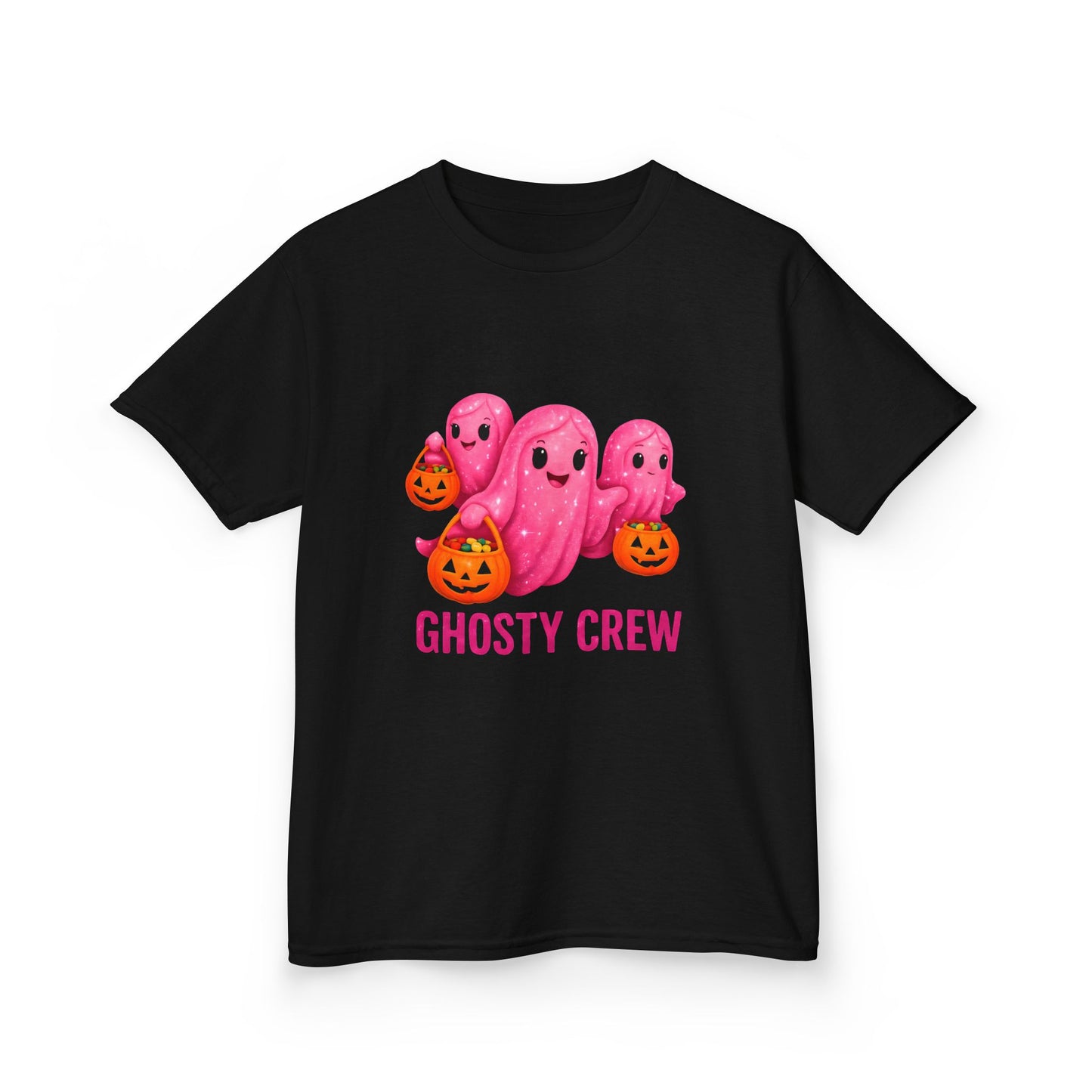Pink Ghosty Tee Kids Heavy Cotton™ Tee, Be part of the ghosty crew and embrace the Halloween vibe with this playful design