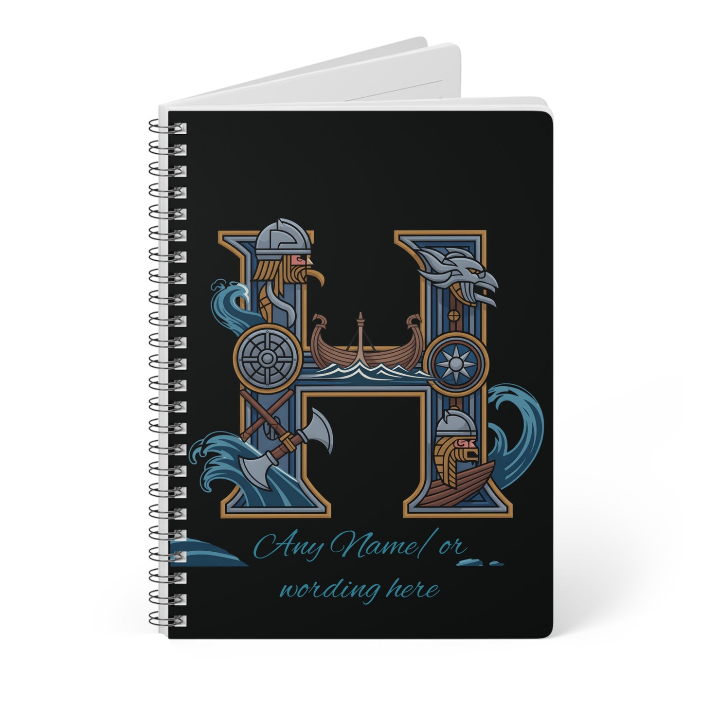 Personalized Norse Witchy Monogram A5 Notebook, Custom Journal,Monogram Notebook, Grimoire Journal, Book Of Shadows, Viking Grimoire Journal
