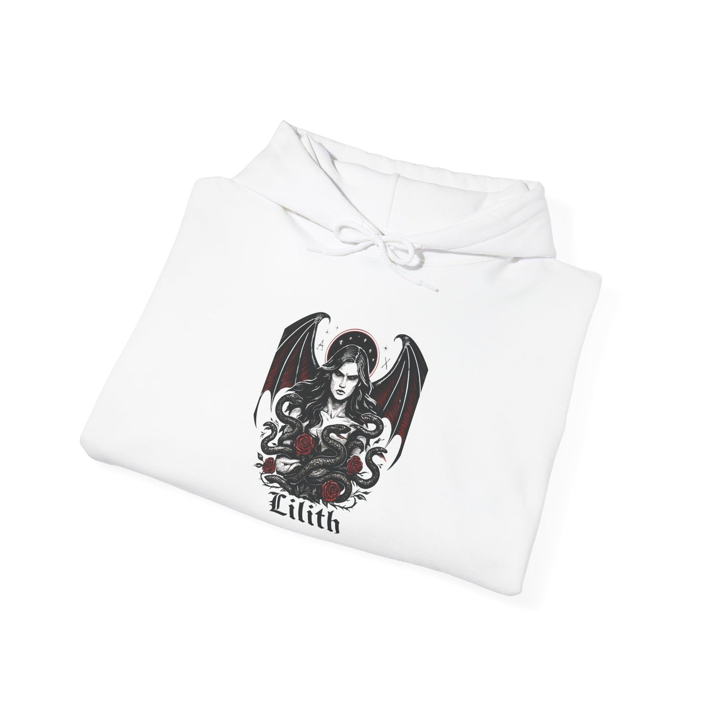 Goddess Lilith Graphic Hoodie, is a perfect blend of gothic clothes and witchy clothes, making it a must-have for those who celebrate the pagan lifestyle.
