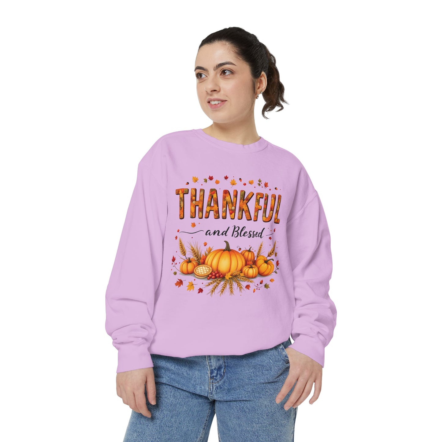 Thankful and Blessed Comfort Colours Sweatshirt, Cozy Fall Apparel, Fall Harvest Top,