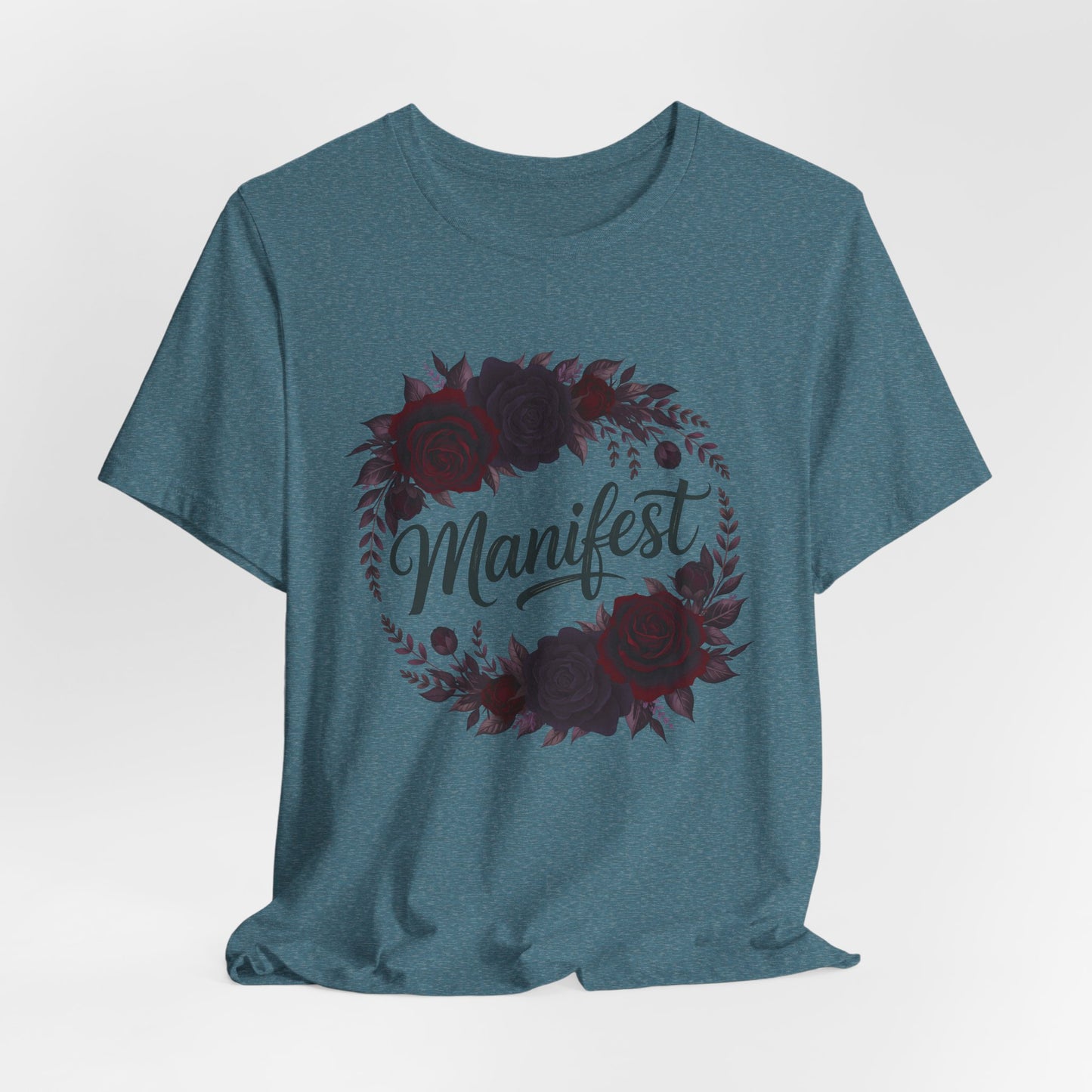 Manifest Witchy T-Shirt | Dark Feminine Floral Shirt | Witchy Glam Manifestation Tee | Spiritual Goddess Moon Graphic Top