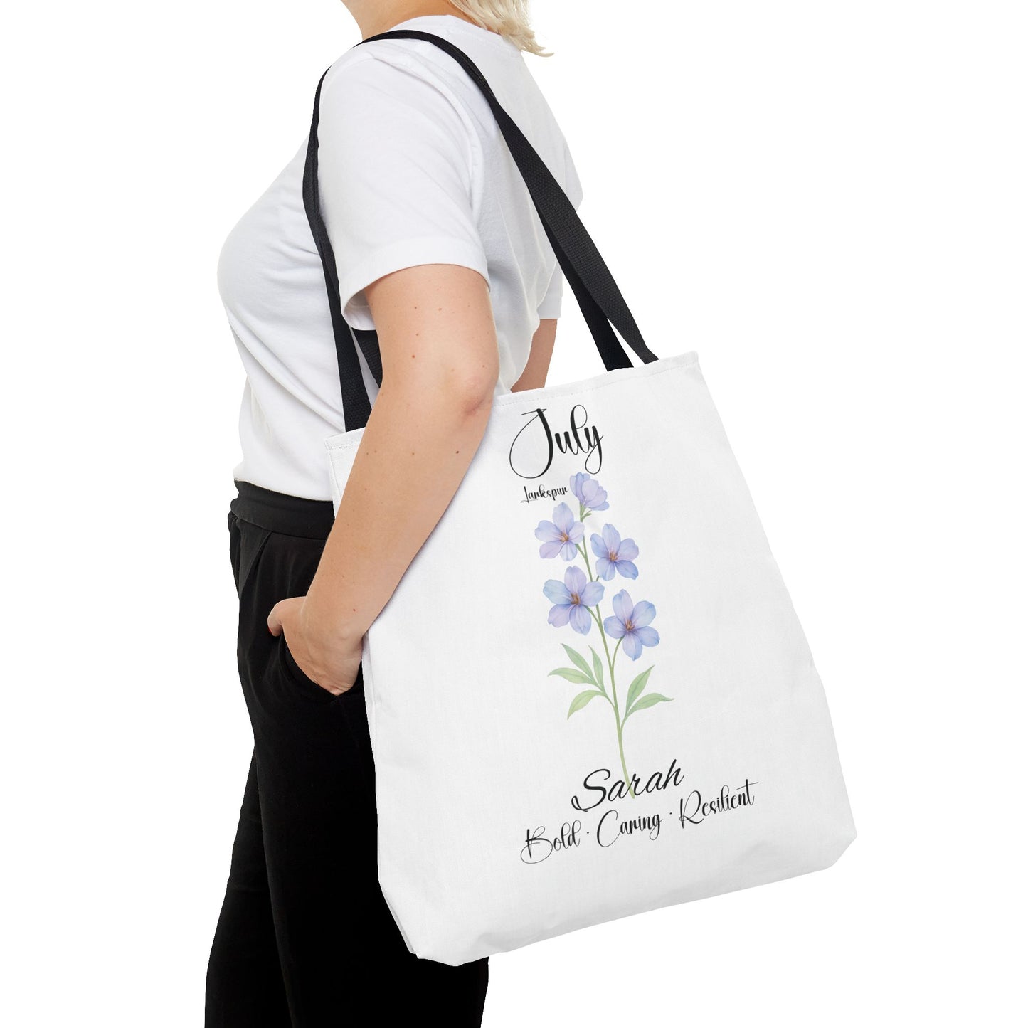Personalized birth month flower tote bag for her, milestone birthdays, bestfriend gift.