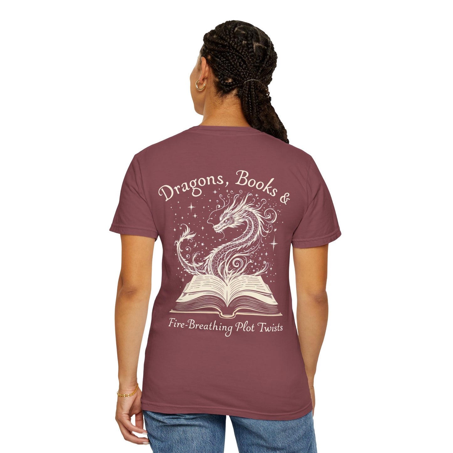Book Lover Tee, Comfort Colors Dragon Shirt, Fantasy Reader, Bibliophile Gift.