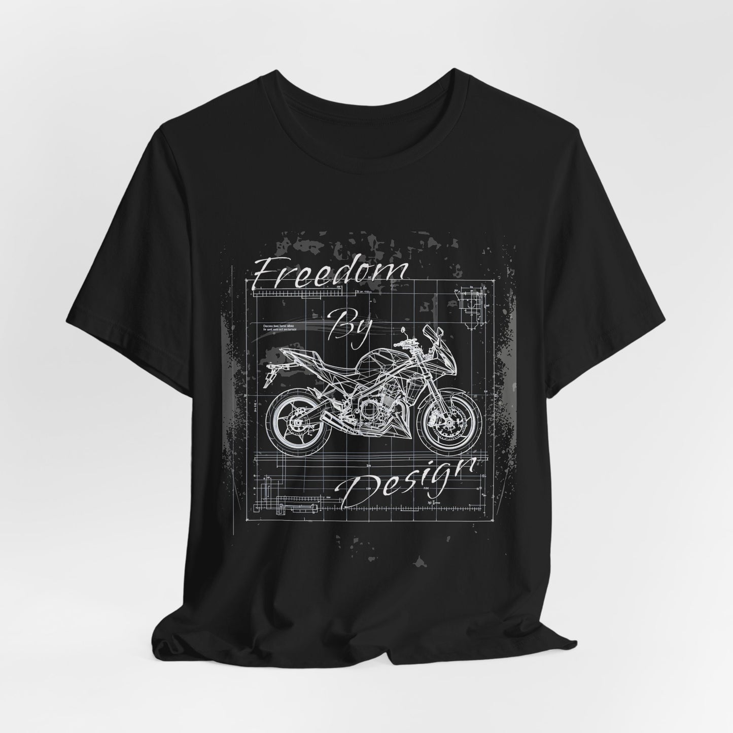 Freedom By Design Motorcycle T-Shirt , Blueprint Motorbike Tee , Biker Dad Gift , Mechanic Shirt , Motorcycle Rider Gift for Him