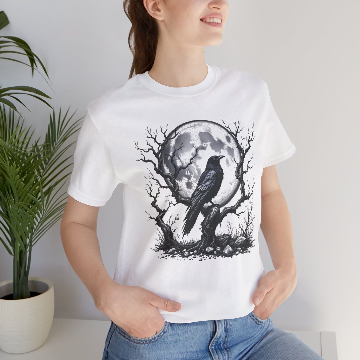 Moonlit Raven Shirt, Raven T Shirt, Black Crow Tee, Crows T Shirt, Pagan Shirt.